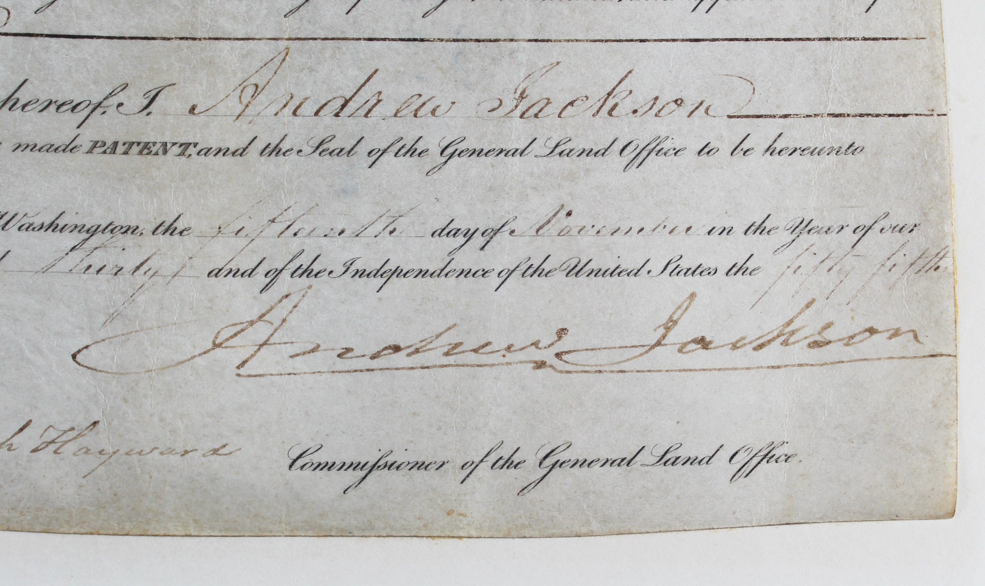 Andrew Jackson Authentic Signed & Framed 9.25x15.5 1830 Land Grant JSA #X56773