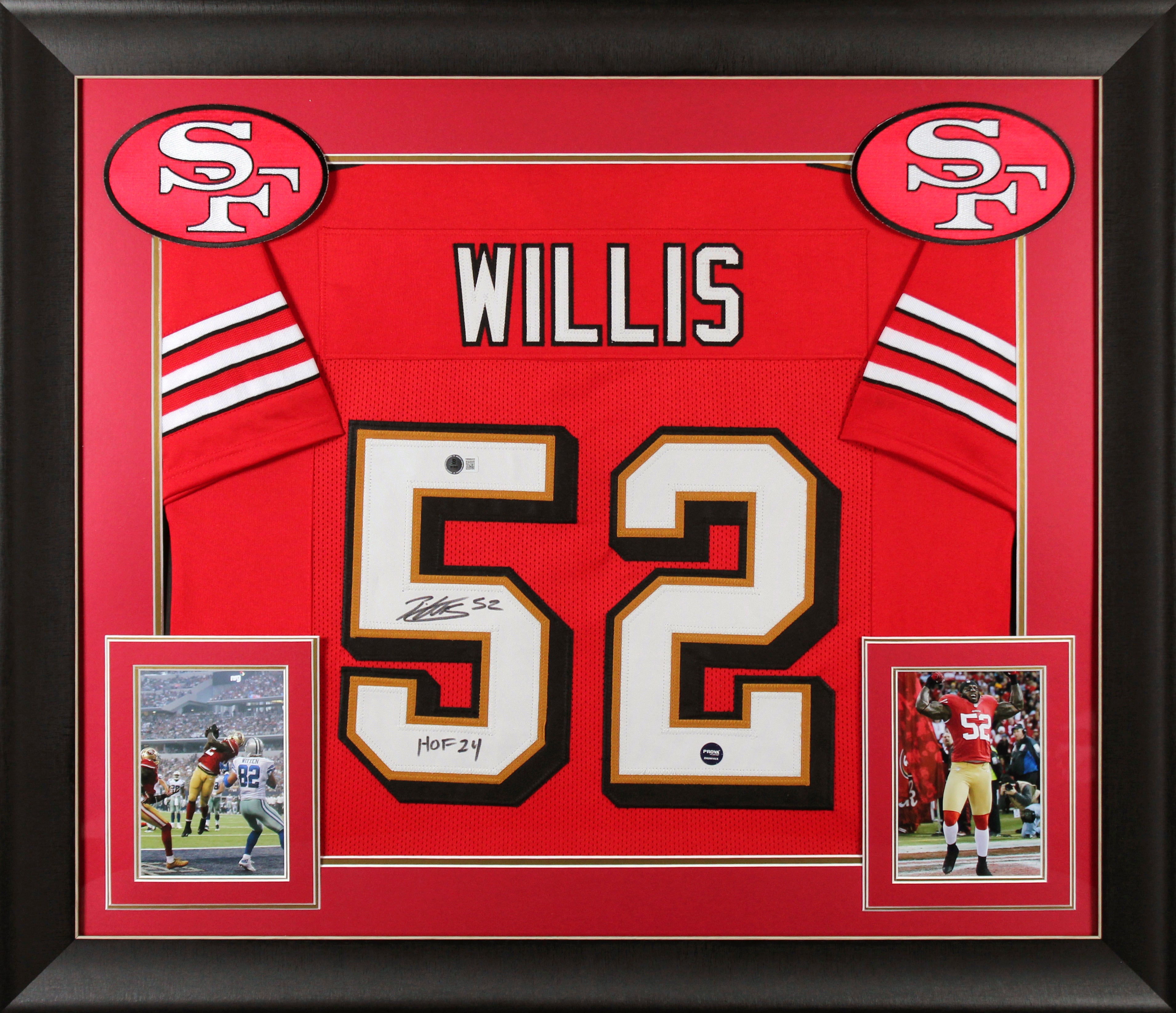 Patrick Willis "HOF 24" Signed Red Pro Style Framed Jersey w/ Dropshadow BAS Wit