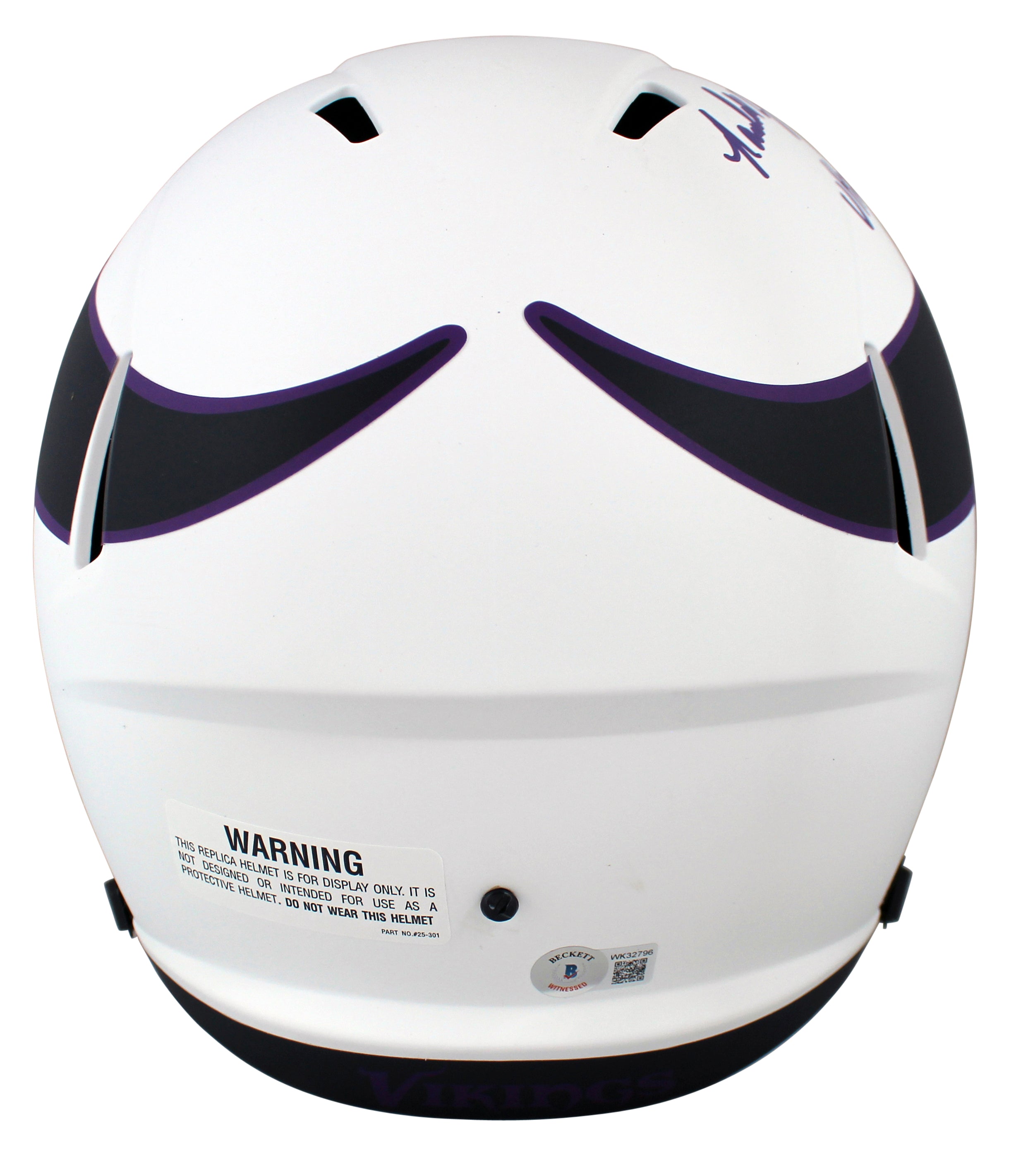 Vikings Randall Cunningham "UW" Signed Lunar Full Size Speed Rep Helmet BAS Wit