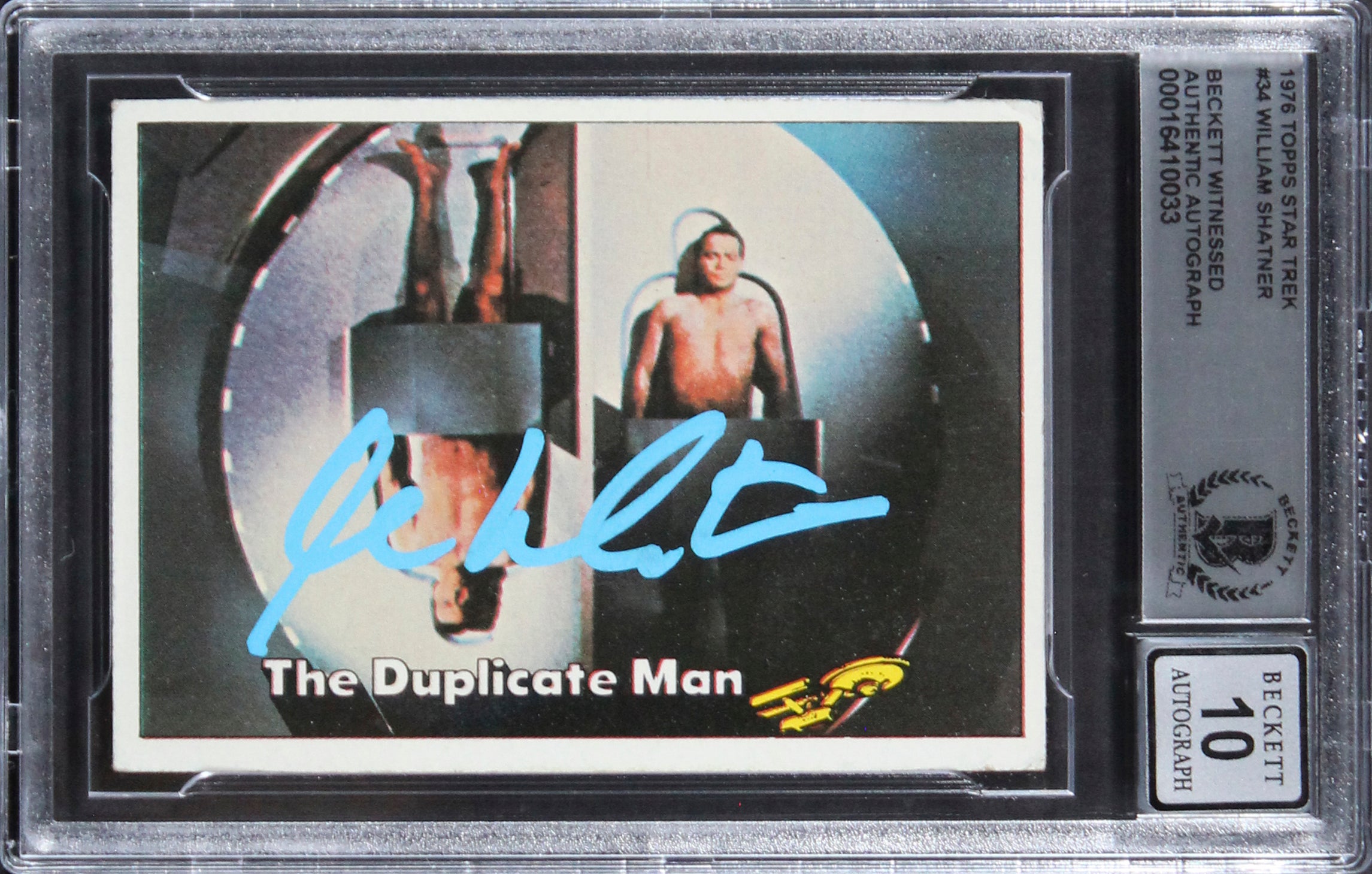 William Shatner Star Trek Signed 1976 Topps Star Trek #34 Card Auto 10 BAS Slab