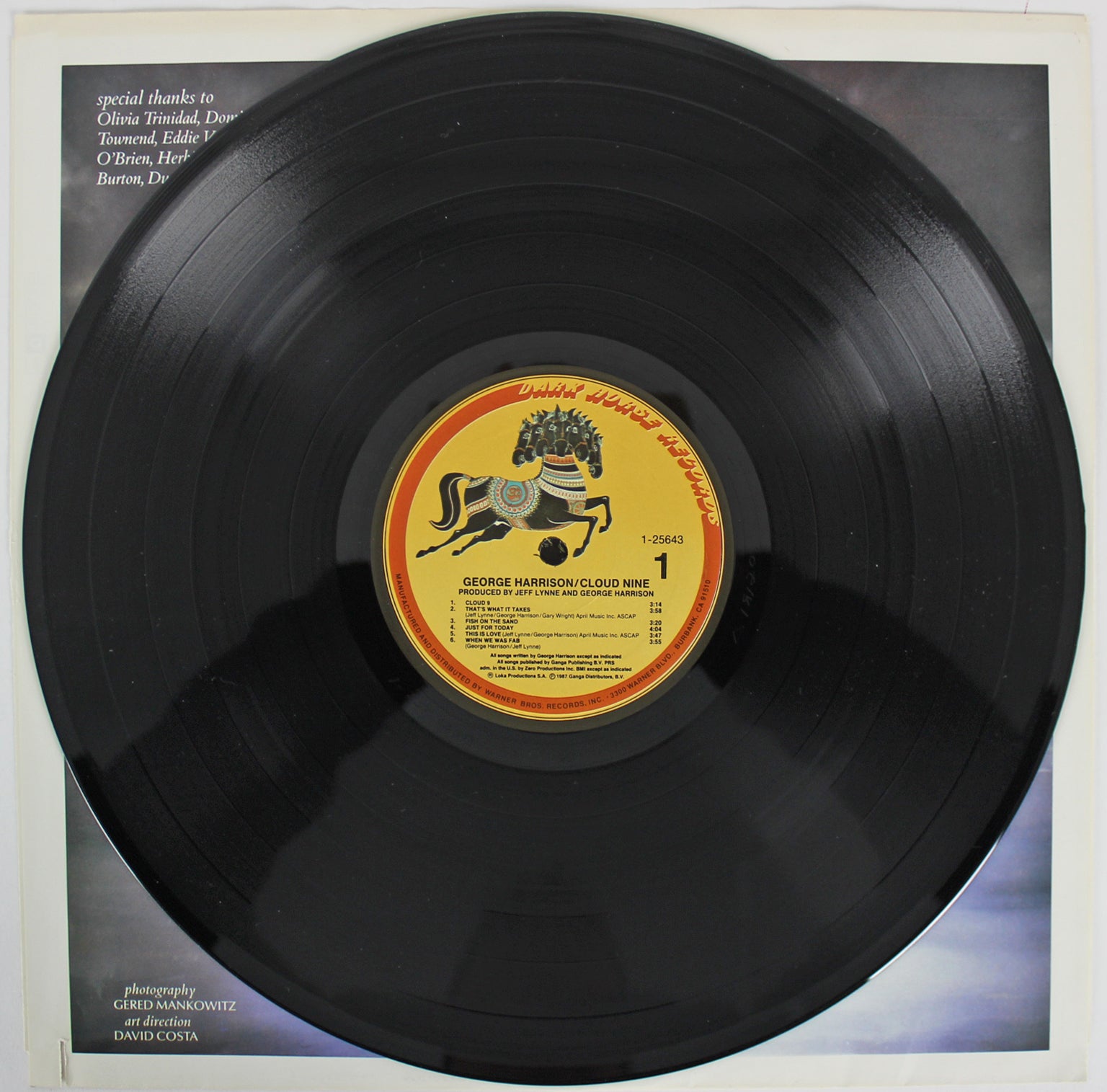 George Harrison Authentic Signed Cloud Nine Album Cover W/ Vinyl JSA #X10361