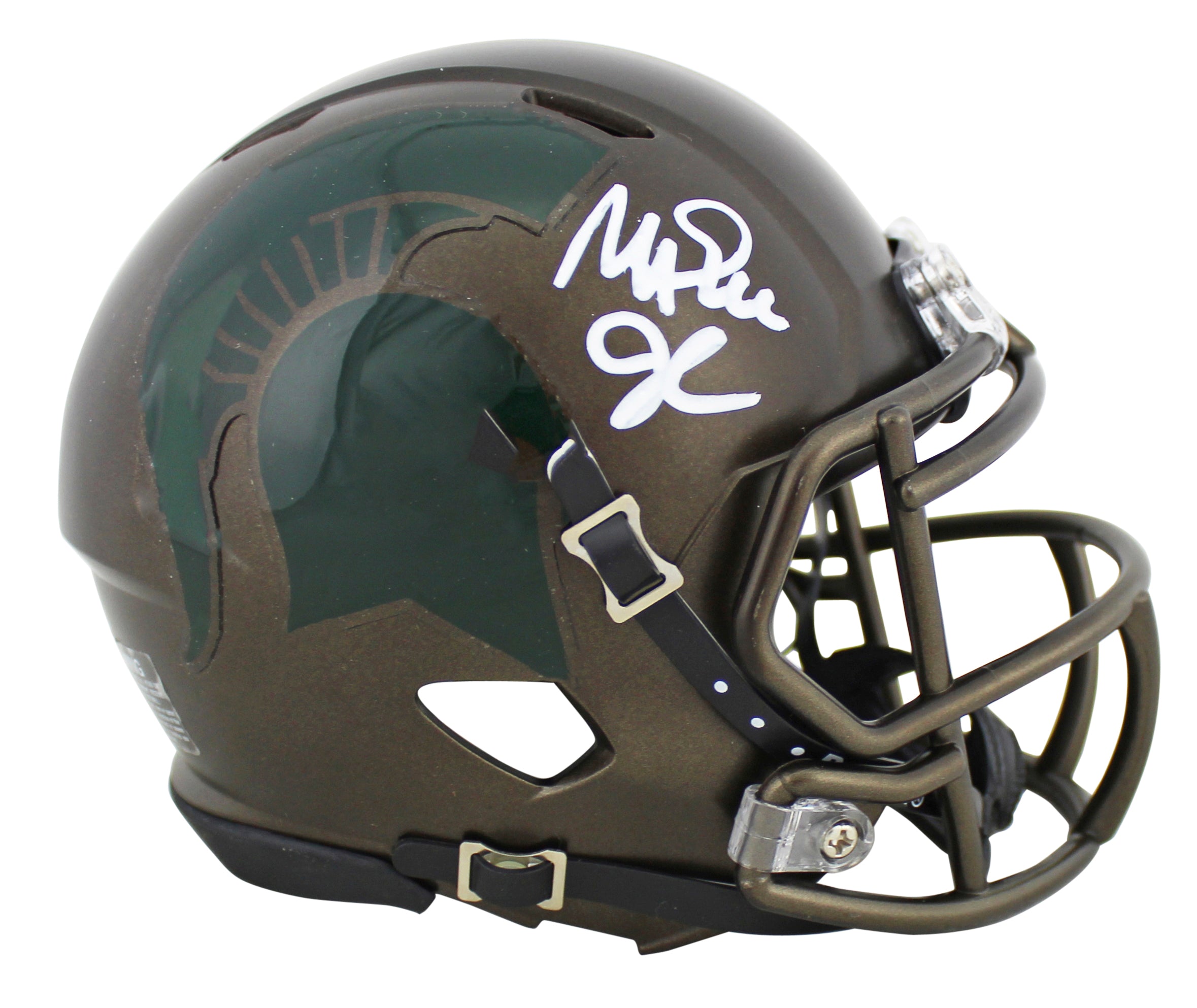 Michigan State Magic Johnson Signed 2017 Bronze Speed Mini Helmet BAS Witnessed