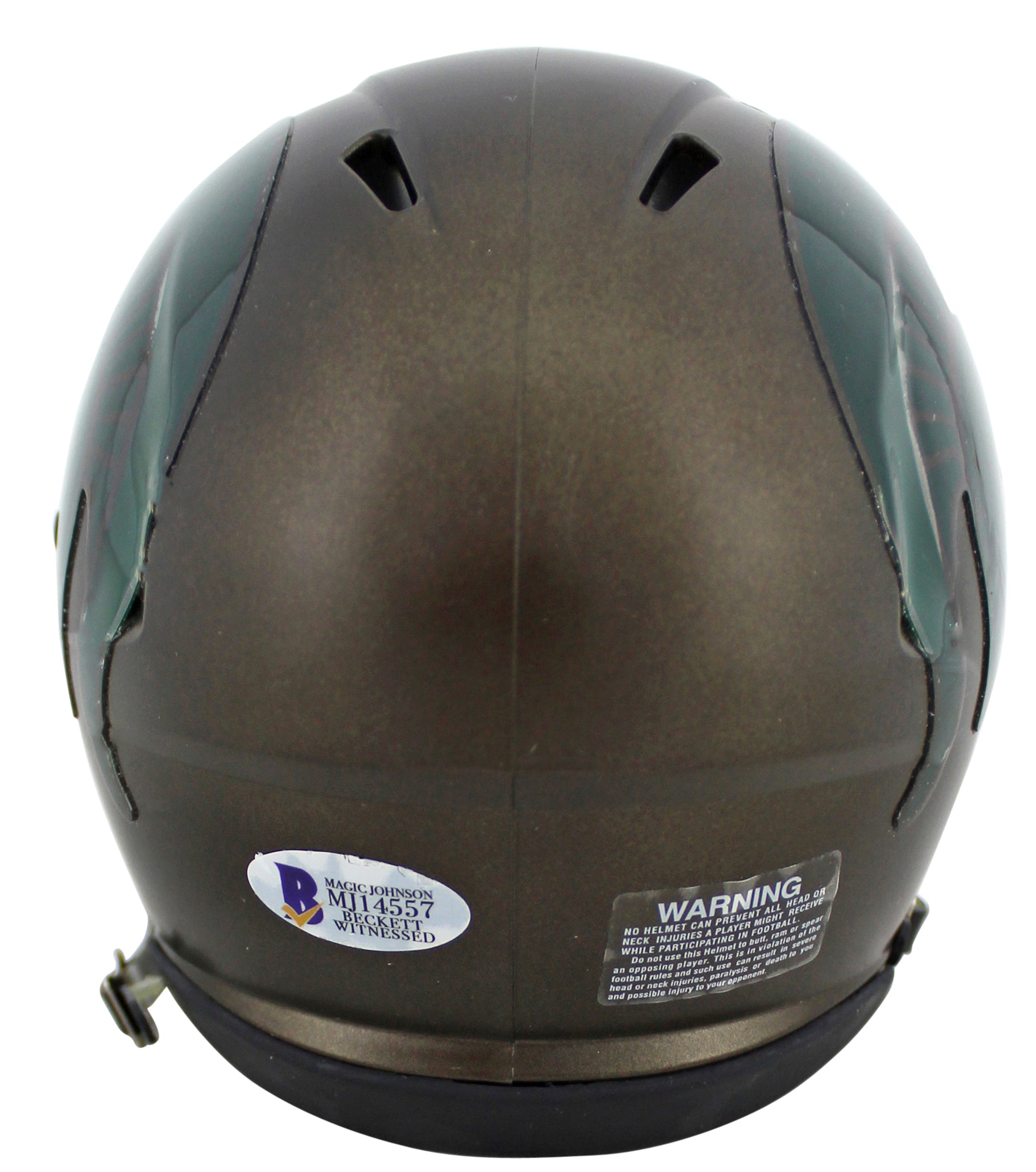 Michigan State Magic Johnson Signed 2017 Bronze Speed Mini Helmet BAS Witnessed