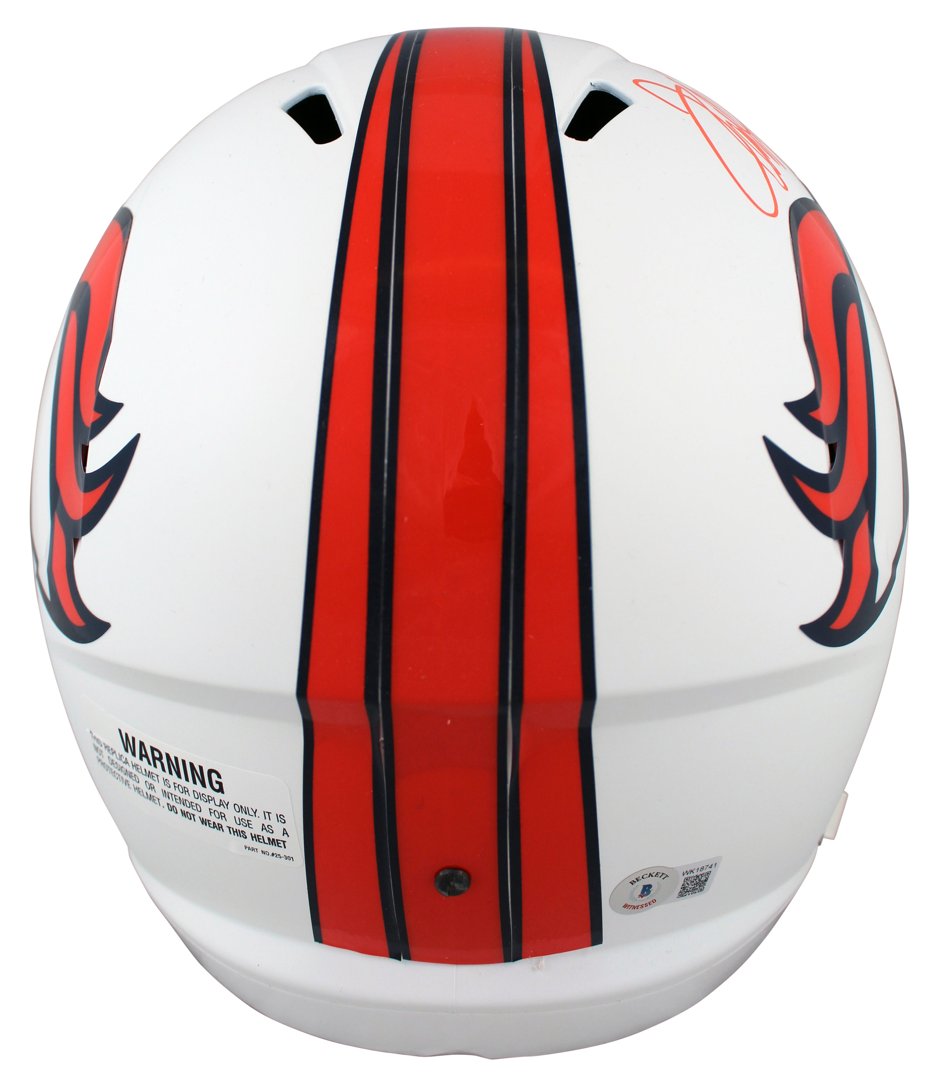 Broncos Terrell Davis "HOF 17" Signed Flat White Full Size Speed Rep Helmet BAS