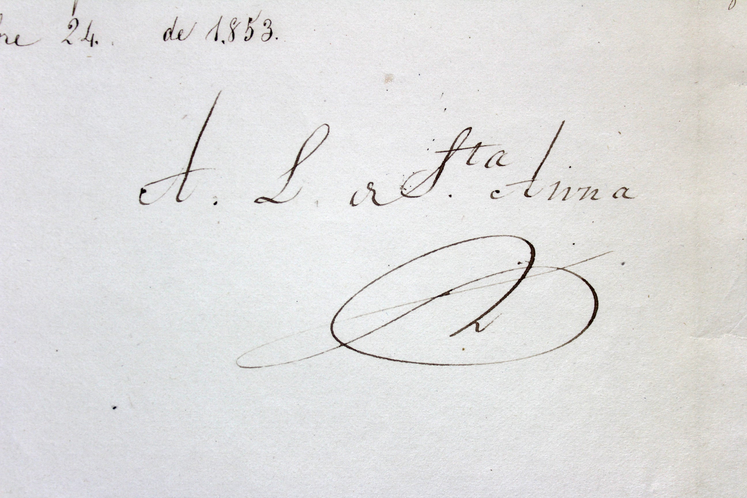 Santa Anna Authentic Signed 8.75x12.5 1853 Document BAS #A78931