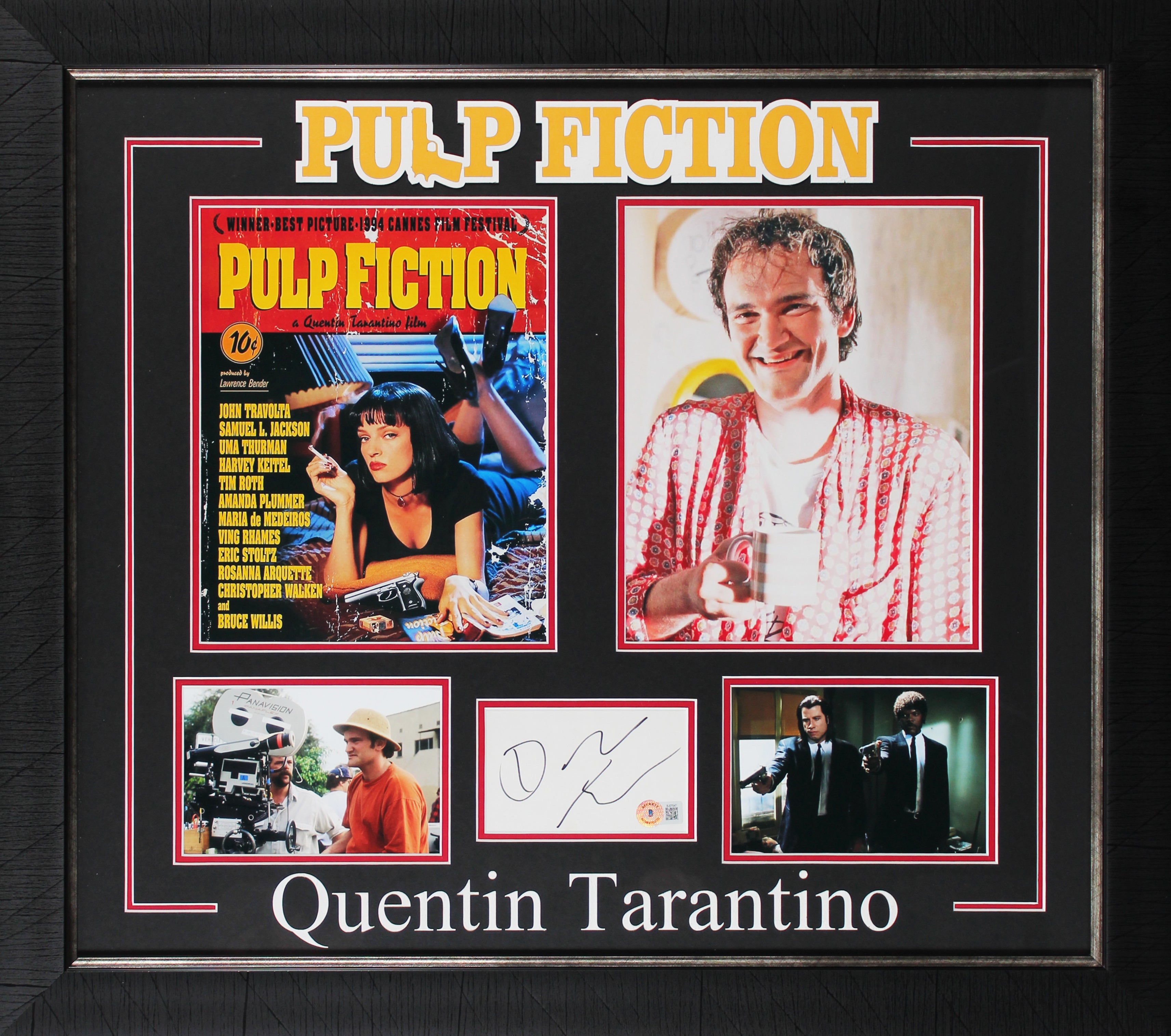 Quentin Tarantino Pulp Fiction Signed & Framed 3x5 Index Card BAS #BJ07047