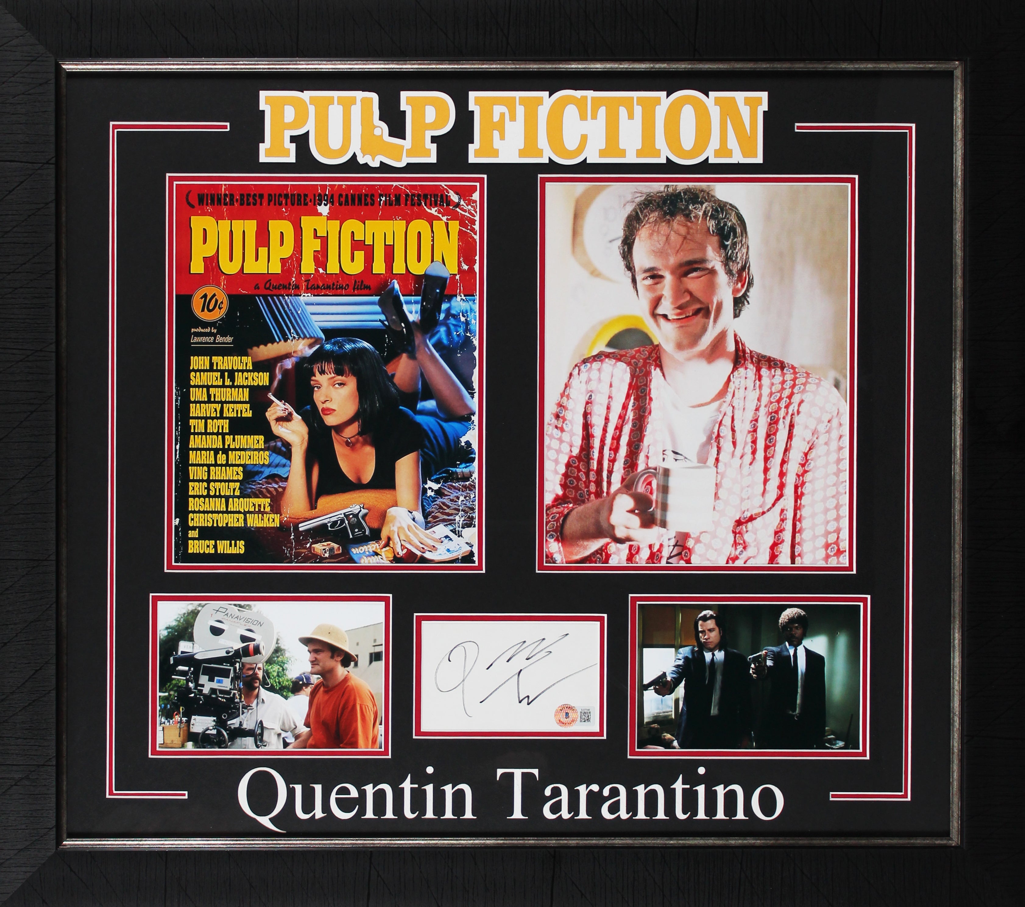 Quentin Tarantino Pulp Fiction Signed & Framed 3x5 Index Card BAS #BJ07046