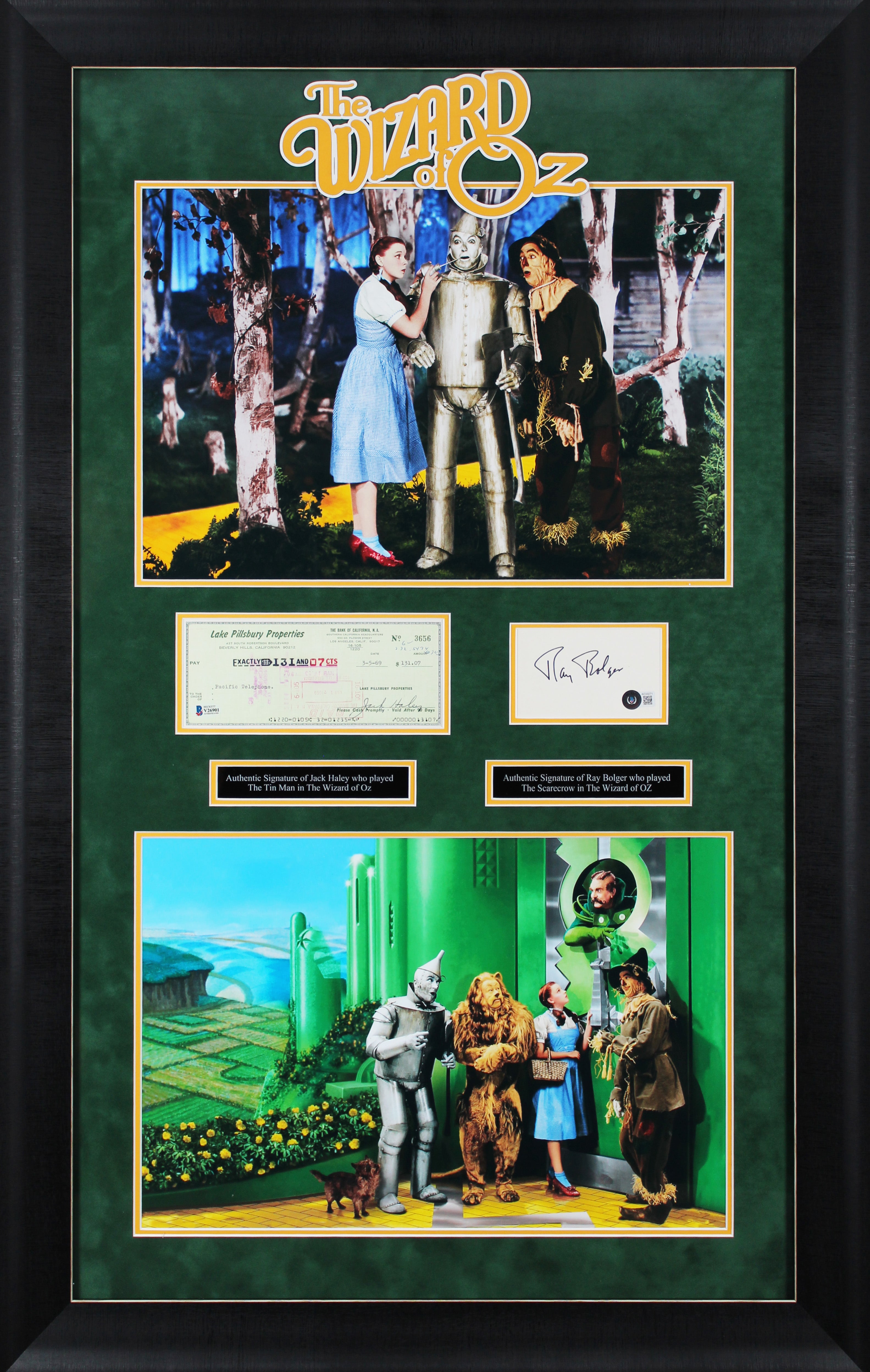 Jack Haley & Ray Bolger The Wizard Of Oz Authentic Signed Framed Display BAS