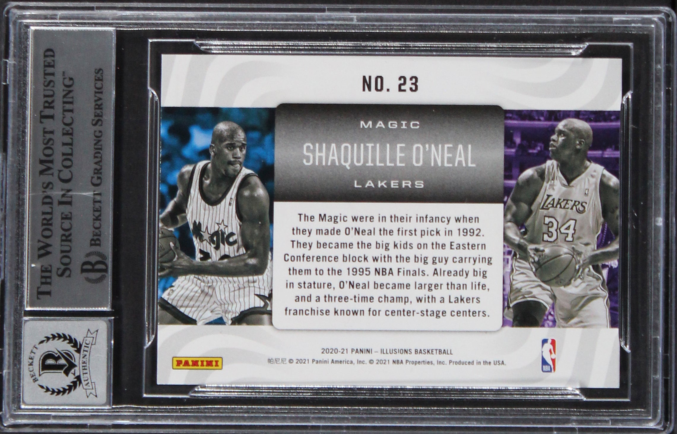 Magic Shaquille O'Neal Signed 2020 Panini Illusions CL #23 Card Auto 10 BAS Slab