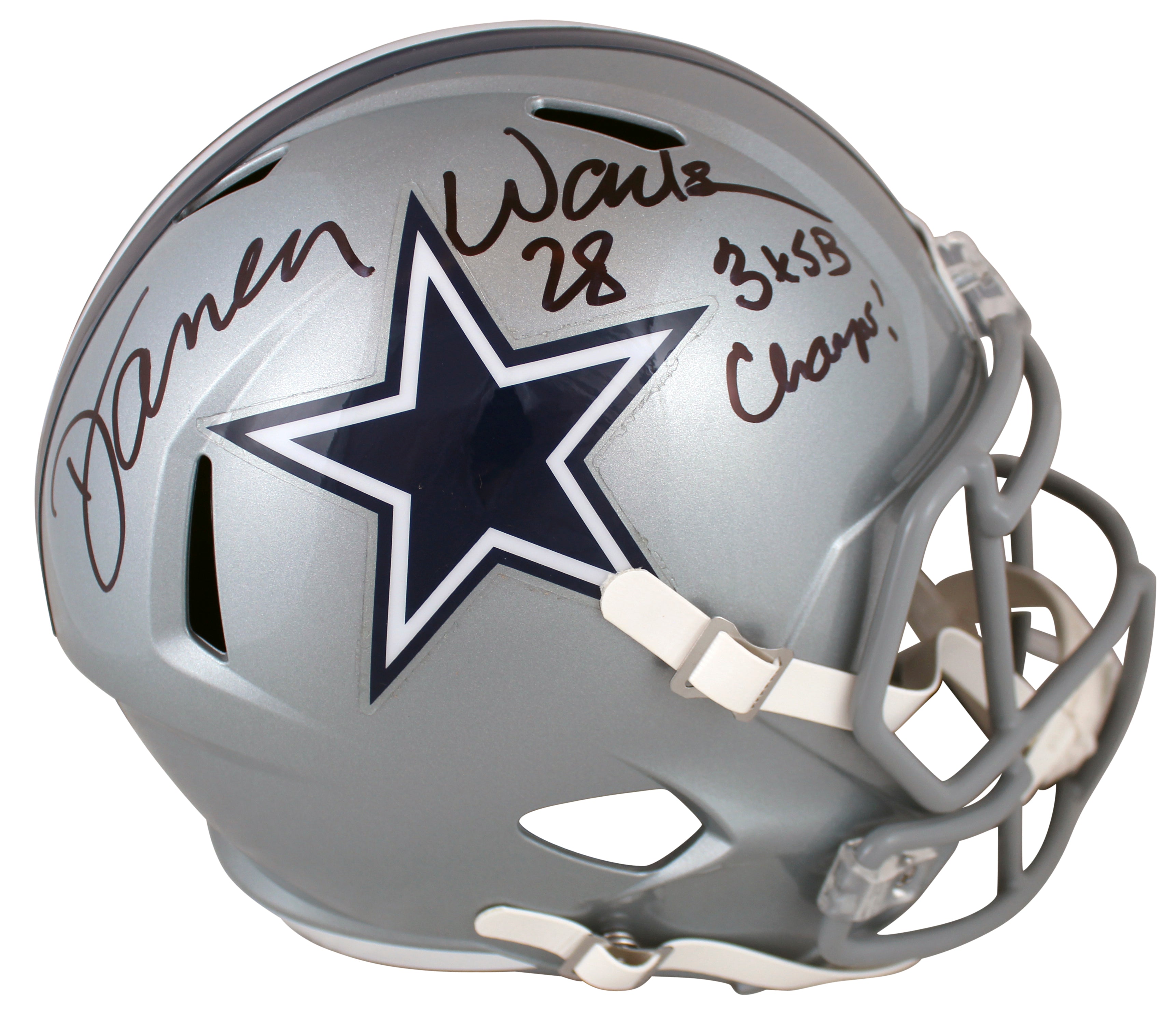 Cowboys Darren Woodson "3x SB Champ" Signed Full Size Speed Rep Helmet BAS Wit