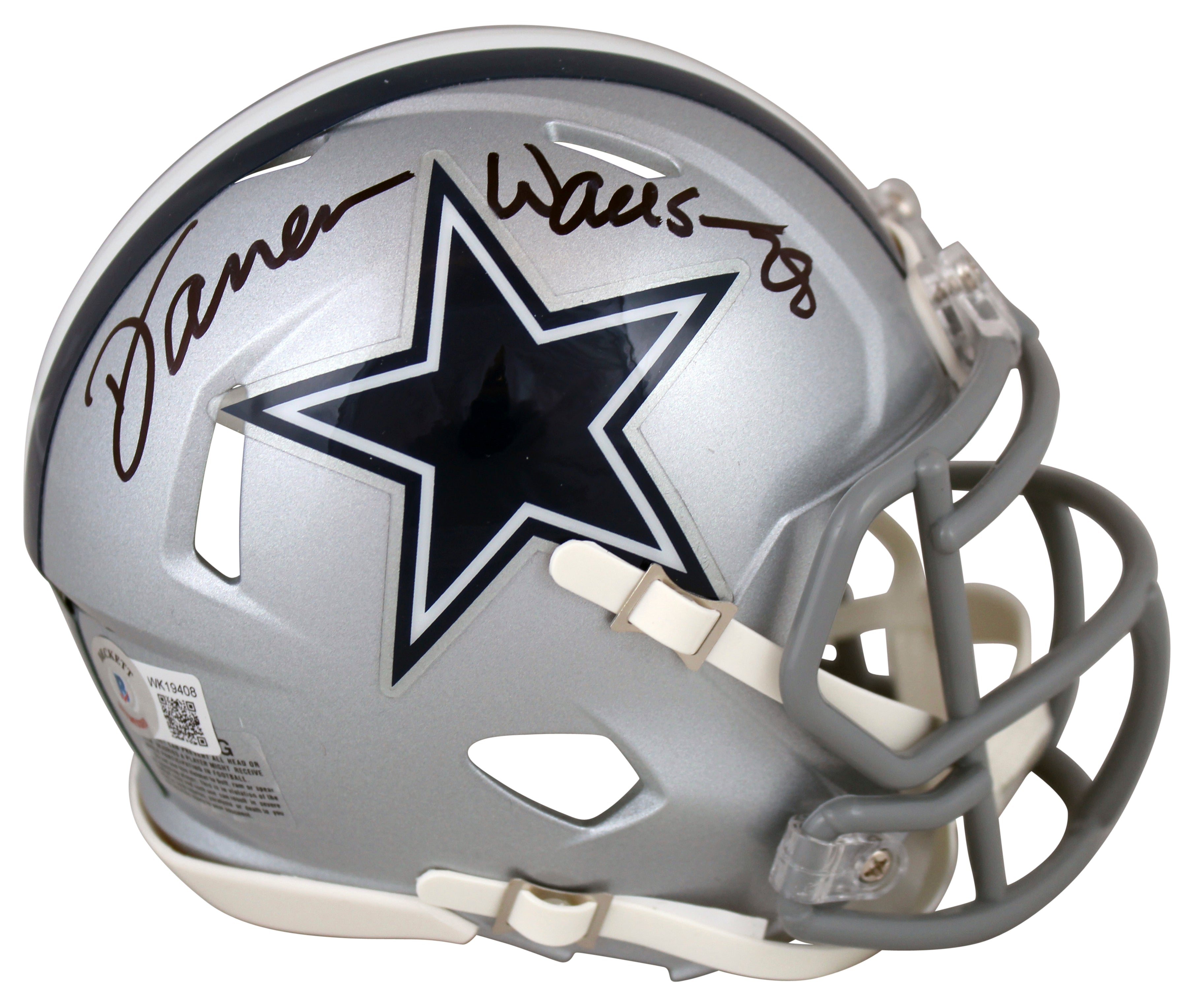 Cowboys Darren Woodson Authentic Signed Silver Speed Mini Helmet BAS Witnessed