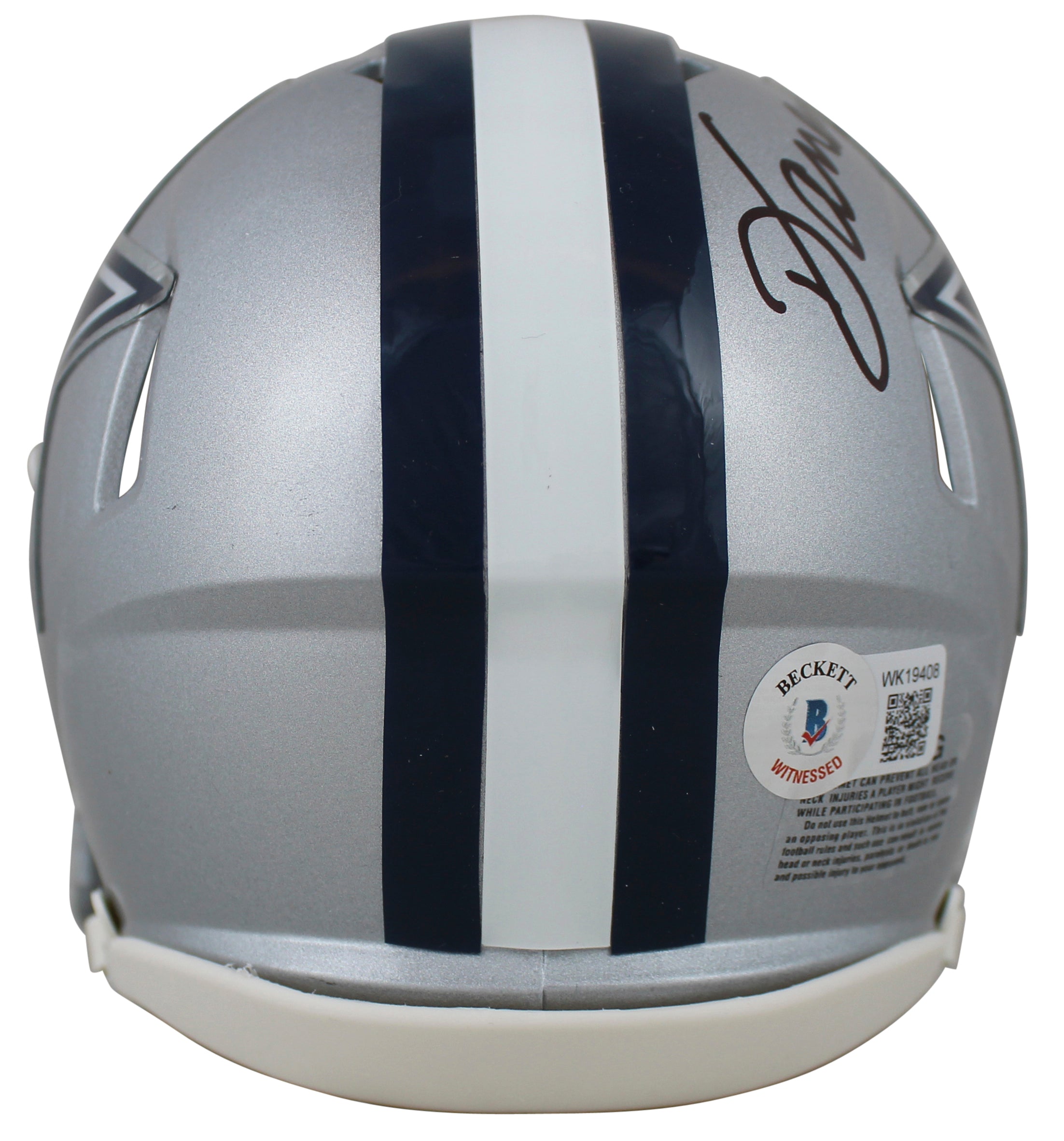 Cowboys Darren Woodson Authentic Signed Silver Speed Mini Helmet BAS Witnessed
