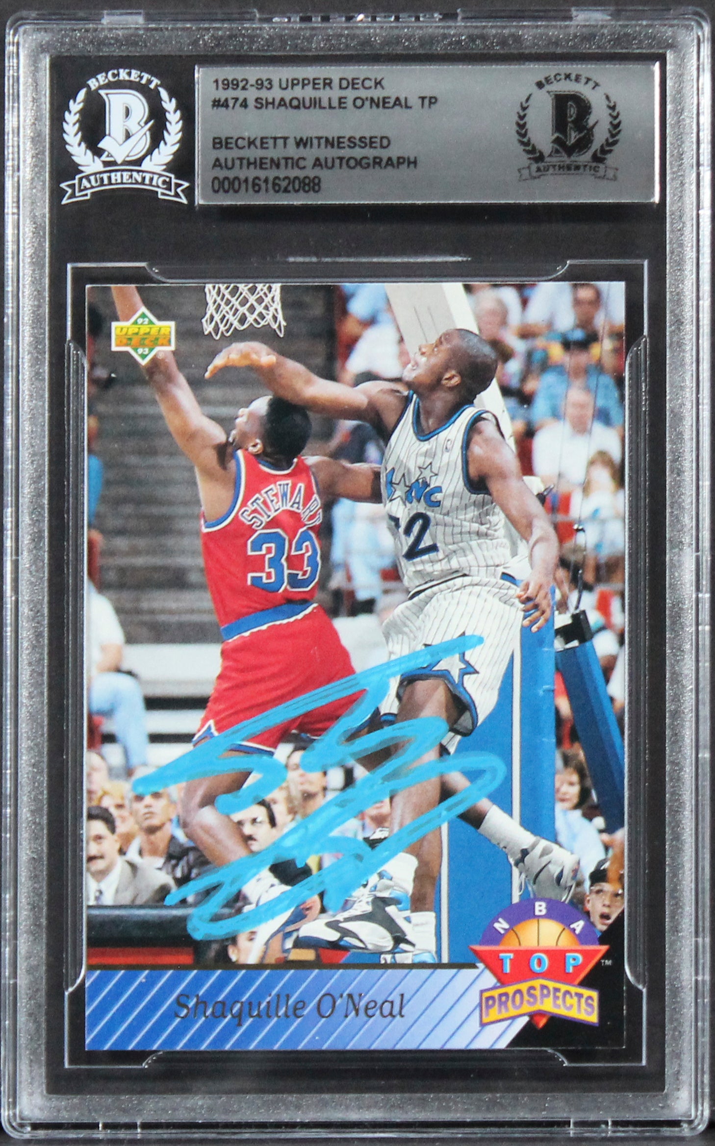 Magic Shaquille O'Neal Signed 1992 Upper Deck #474 Rookie Card BAS Slabbed