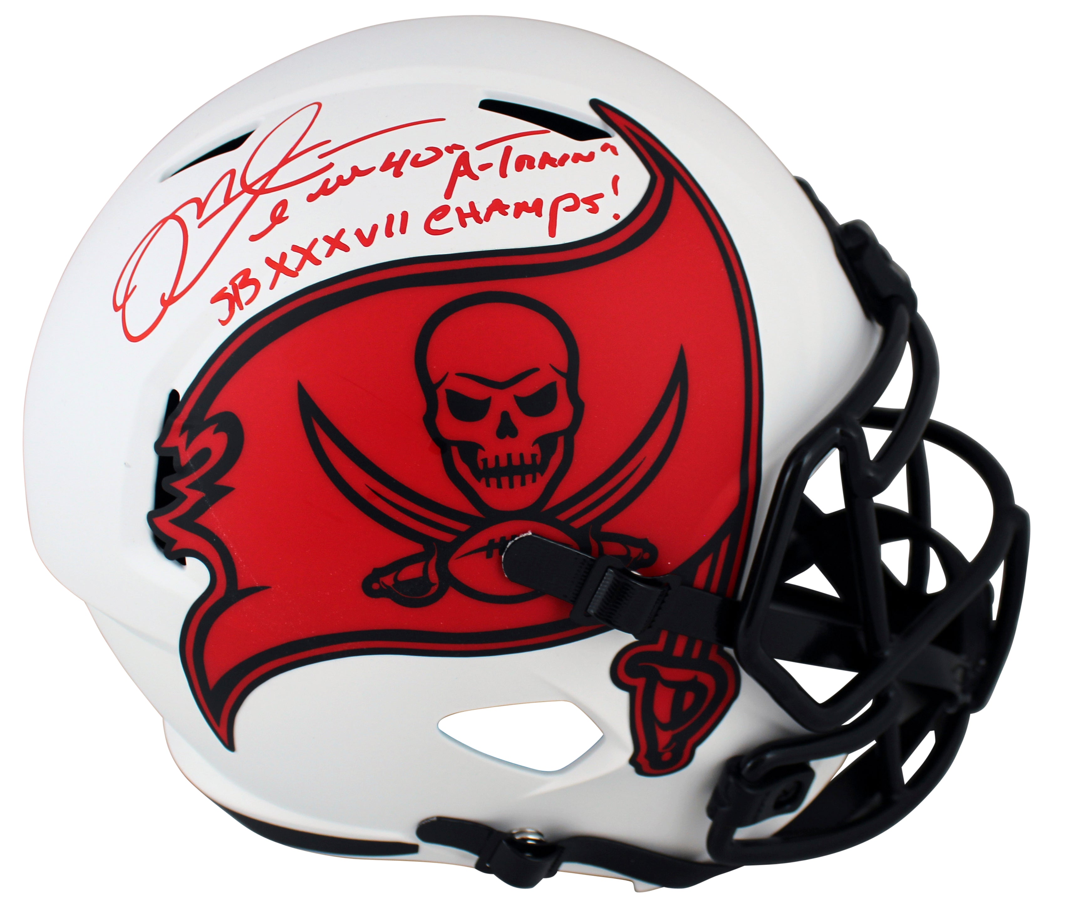 Buccaneers Mike Alstott "2x Insc" Signed Lunar Full Size Speed Rep Helmet BAS
