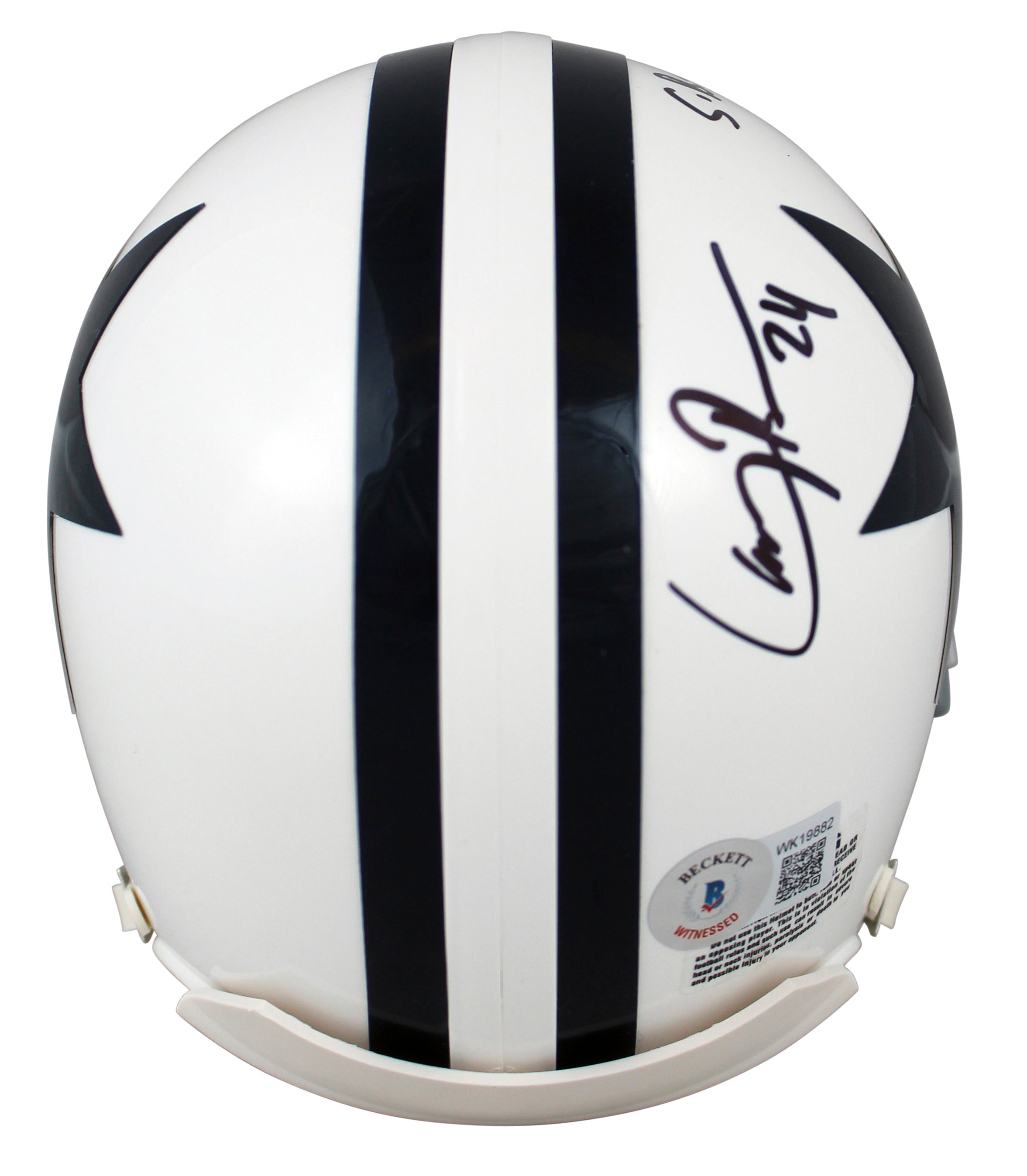 Cowboys Larry Brown "SB XXX MVP" Signed 2004 Throwback Rep Mini Helmet BAS Wit