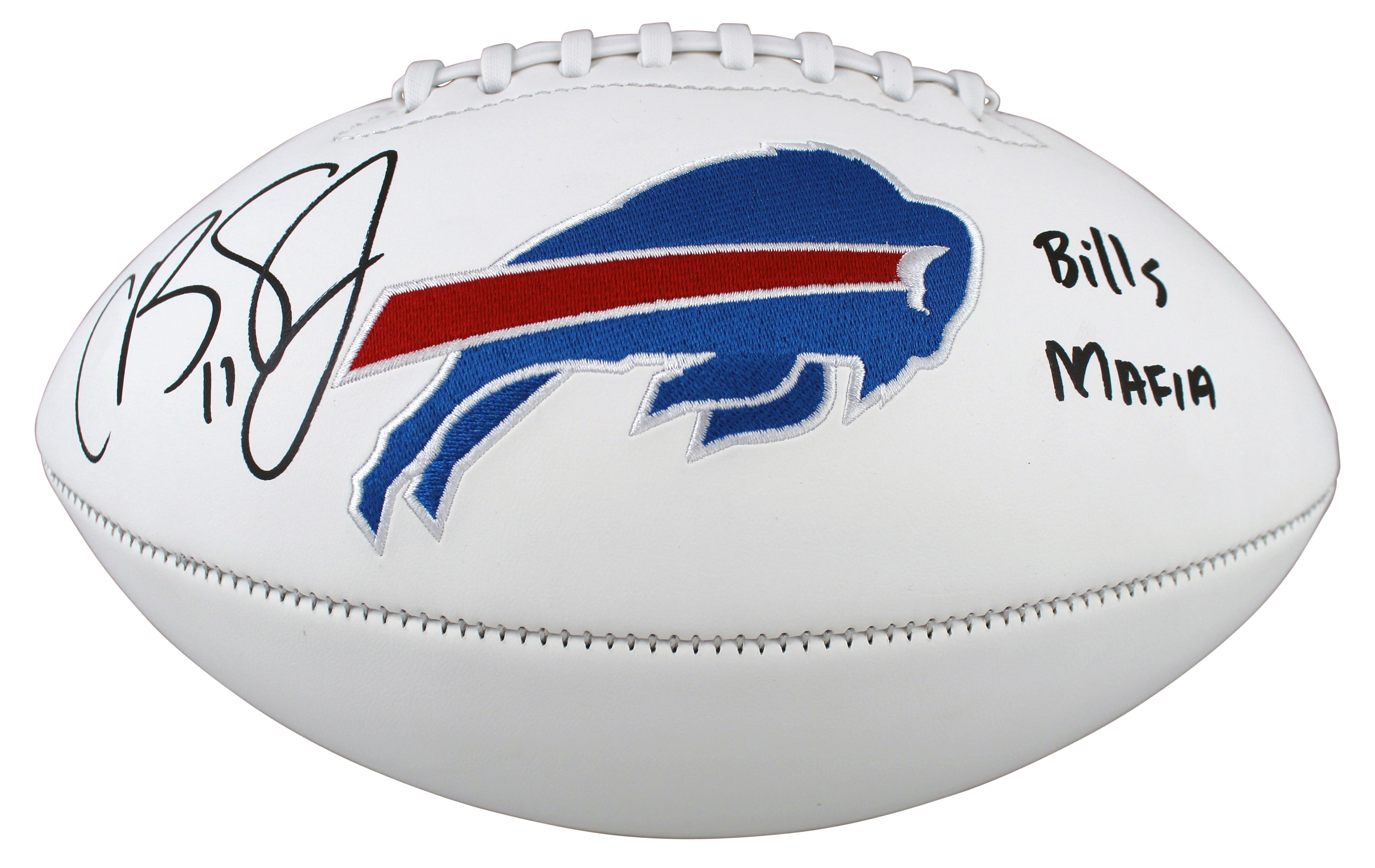 Bills Cole Beasley Authentic Signed White Panel Logo Football BAS Witnessed