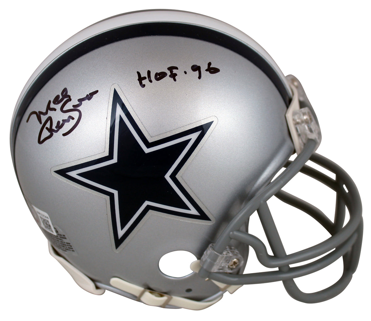 Cowboys Mel Renfro "HOF 96" Authentic Signed Silver Rep Mini Helmet BAS Witness