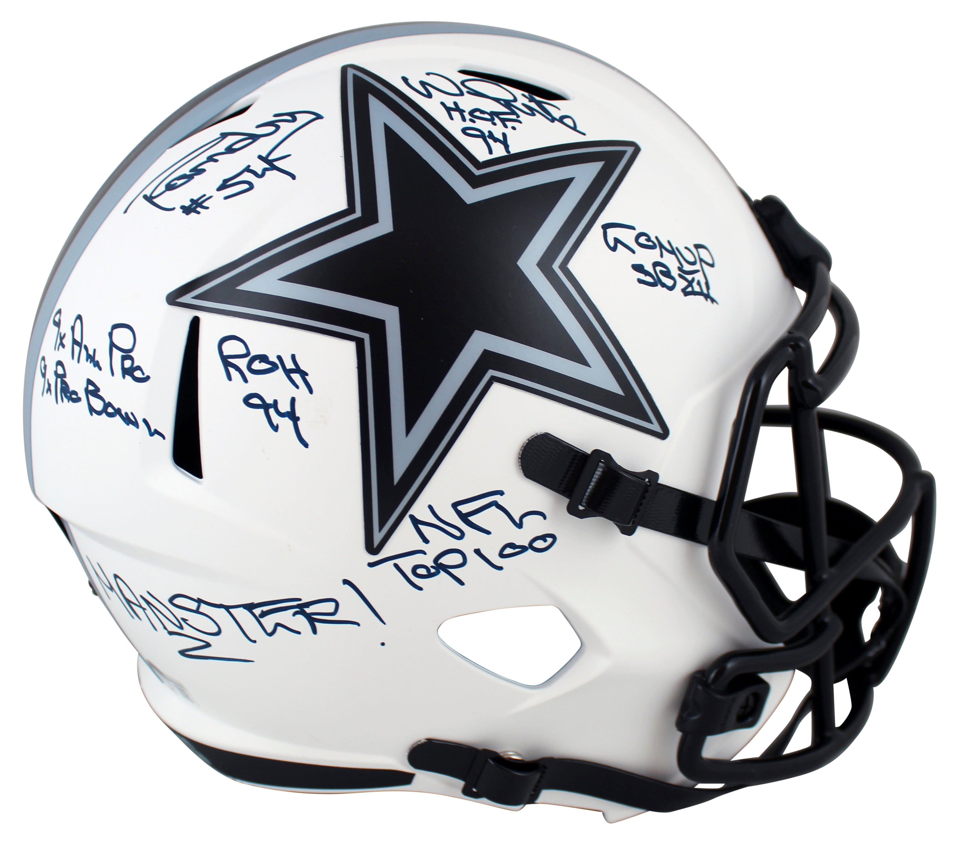 Cowboys Randy White "Career Stat" Signed Lunar Full Size Speed Rep Helmet BAS