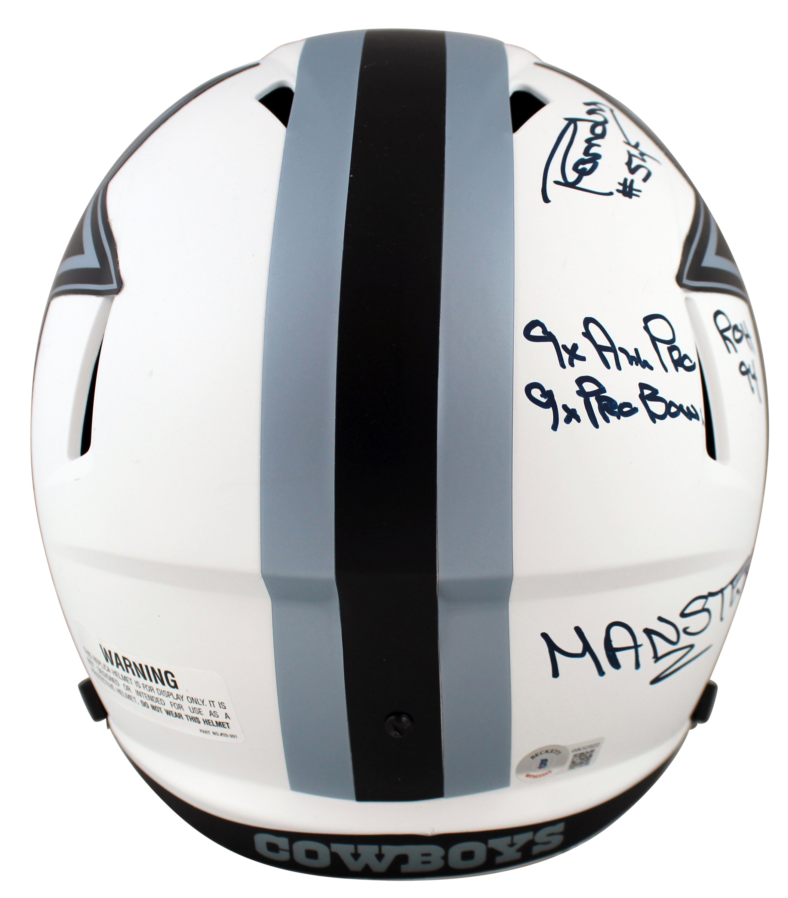 Cowboys Randy White "Career Stat" Signed Lunar Full Size Speed Rep Helmet BAS