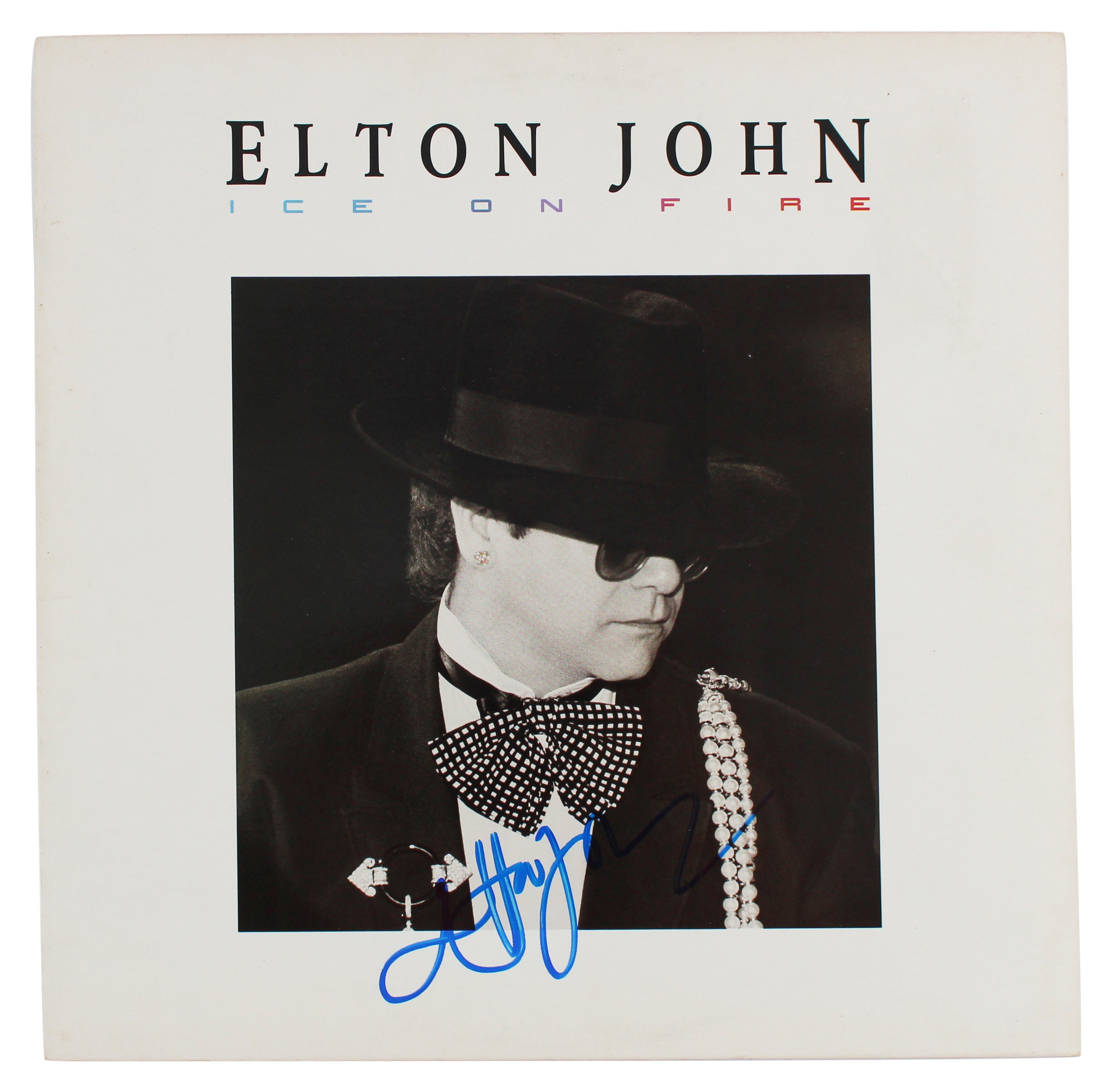Elton John Authentic Signed Ice On Fire Album Cover Autographed BAS #AB77702