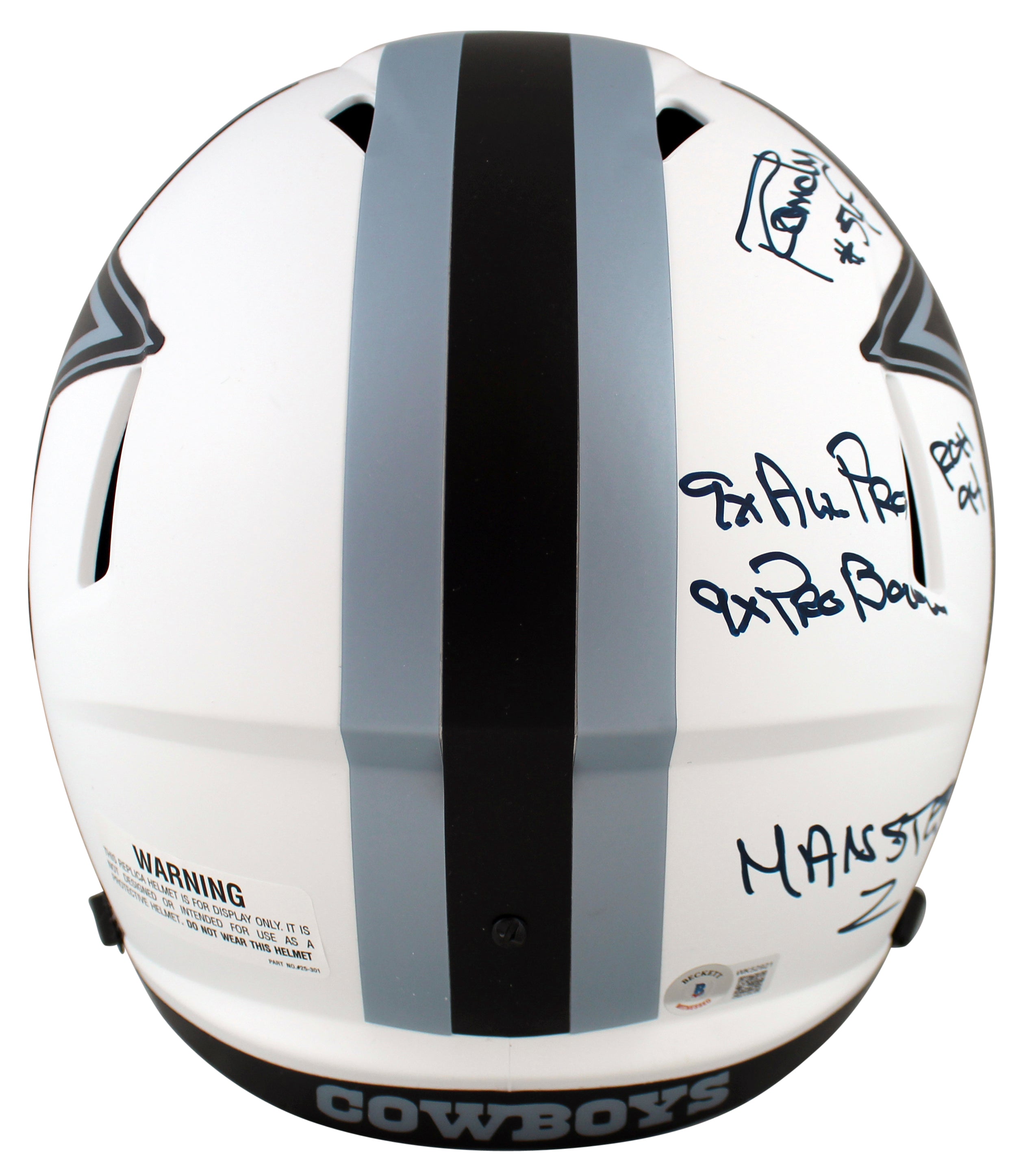 Cowboys Randy White "Career Stat" Signed Lunar Full Size Speed Rep Helmet BAS 2