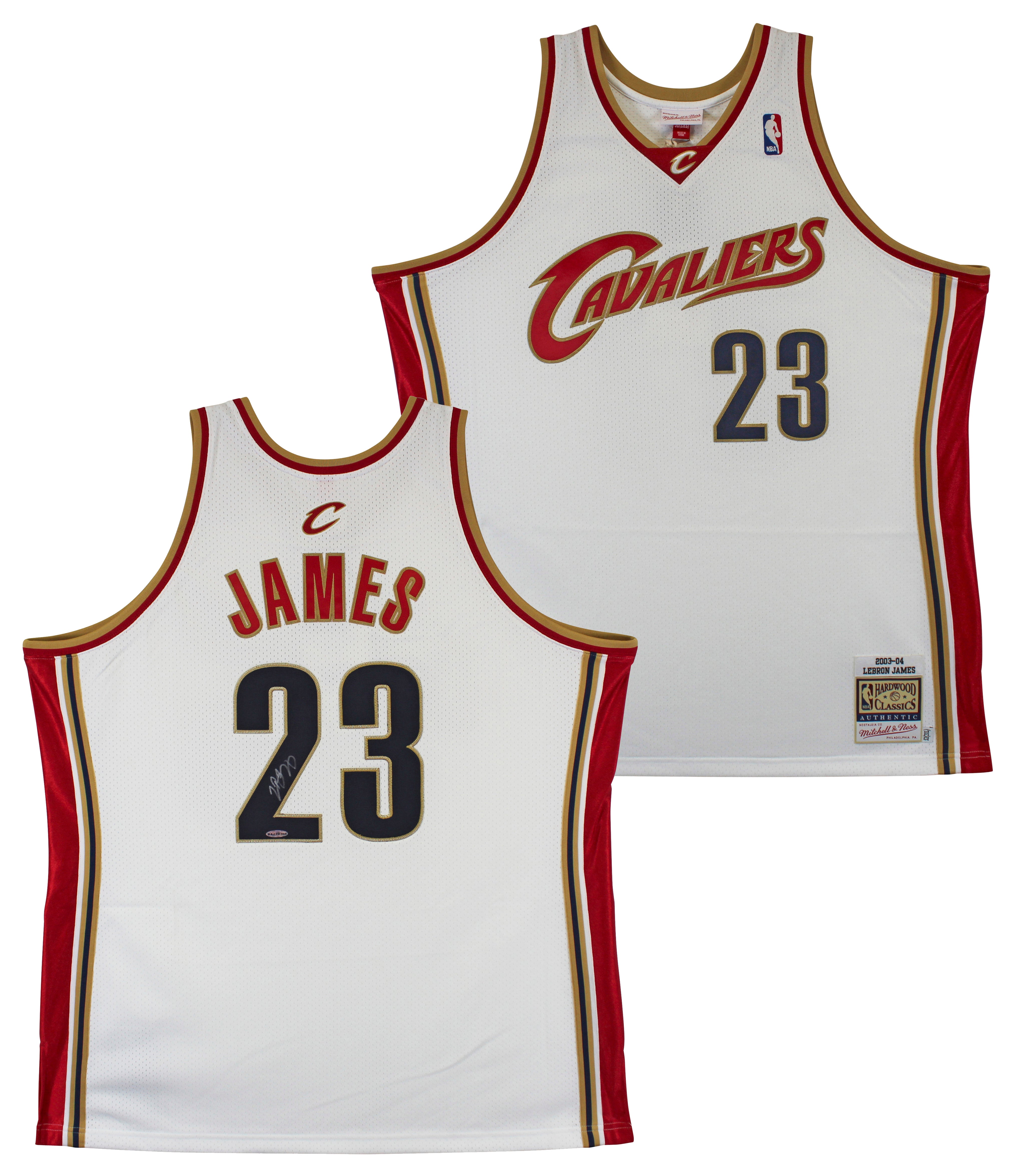 Cavaliers LeBron James Signed White 2003 M&N HWC Authentic Jersey UDA #BAJ20766