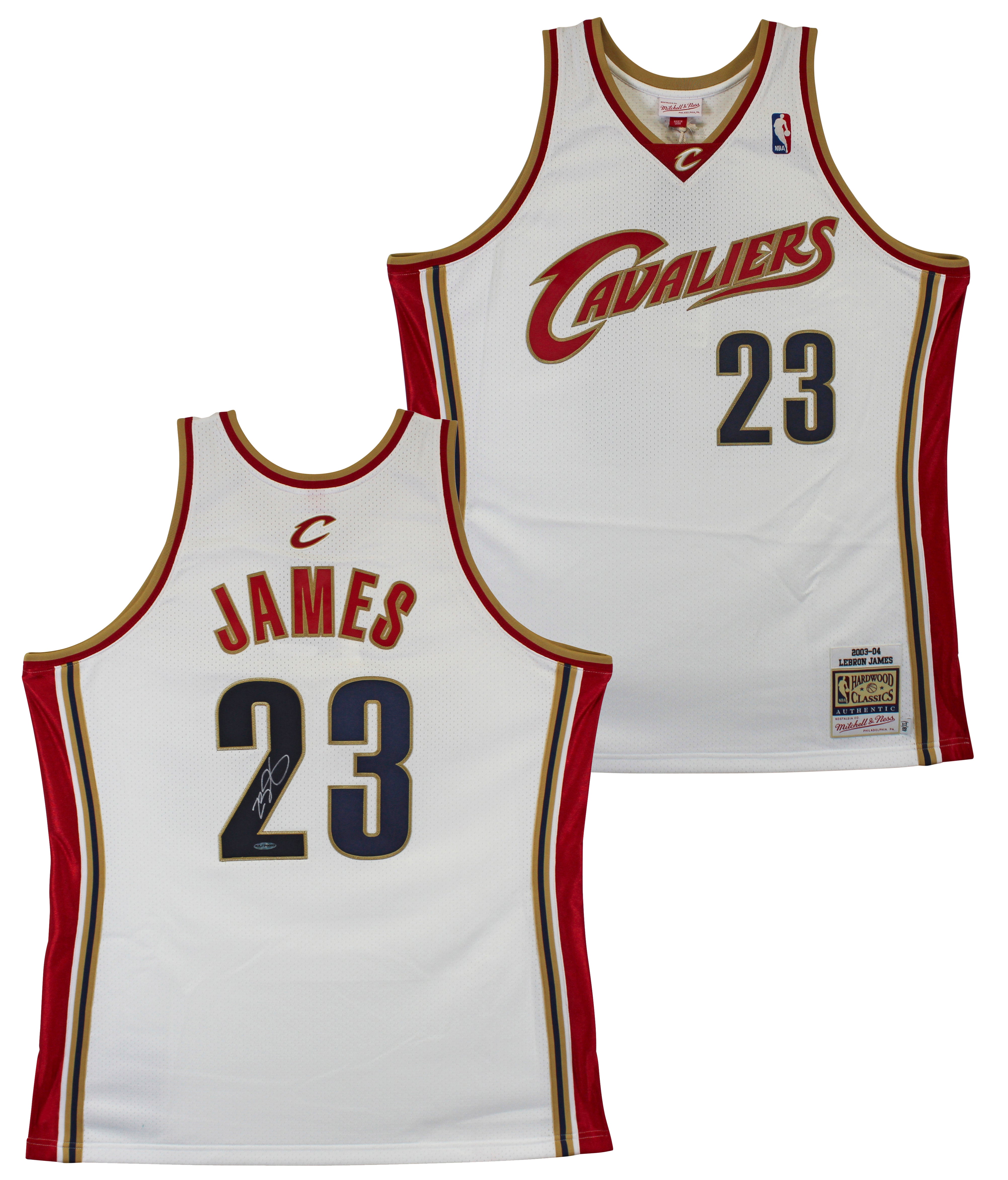 Cavaliers LeBron James Signed White 2003 M&N HWC Authentic Jersey UDA #BAJ70003