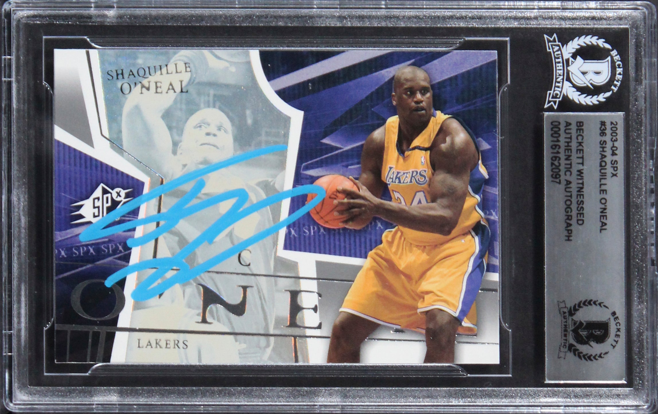 Lakers Shaquille O'Neal Authentic Signed 2003 SPX #36 Card BAS Slabbed