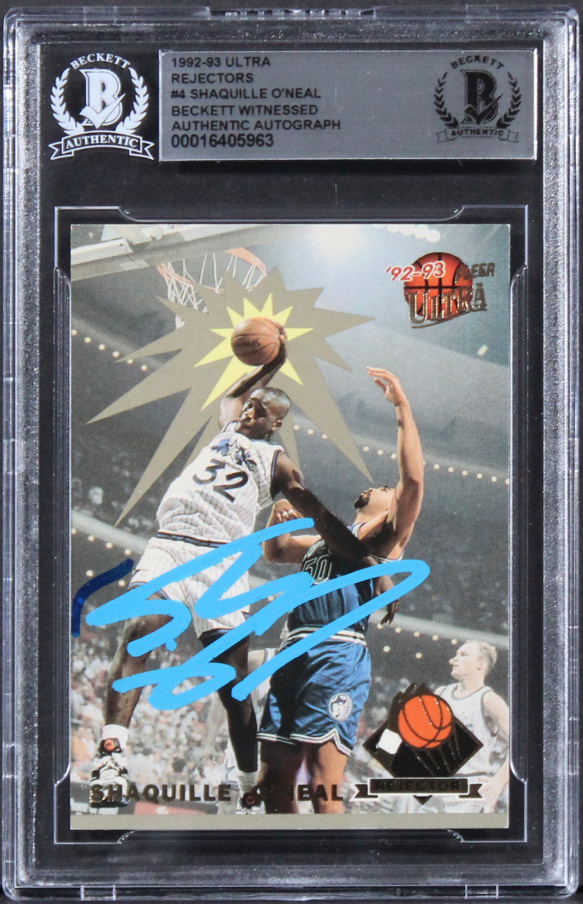 Magic Shaquille O'Neal Signed 1992 Ultra Rejectors #4 Rookie Card BAS Slabbed