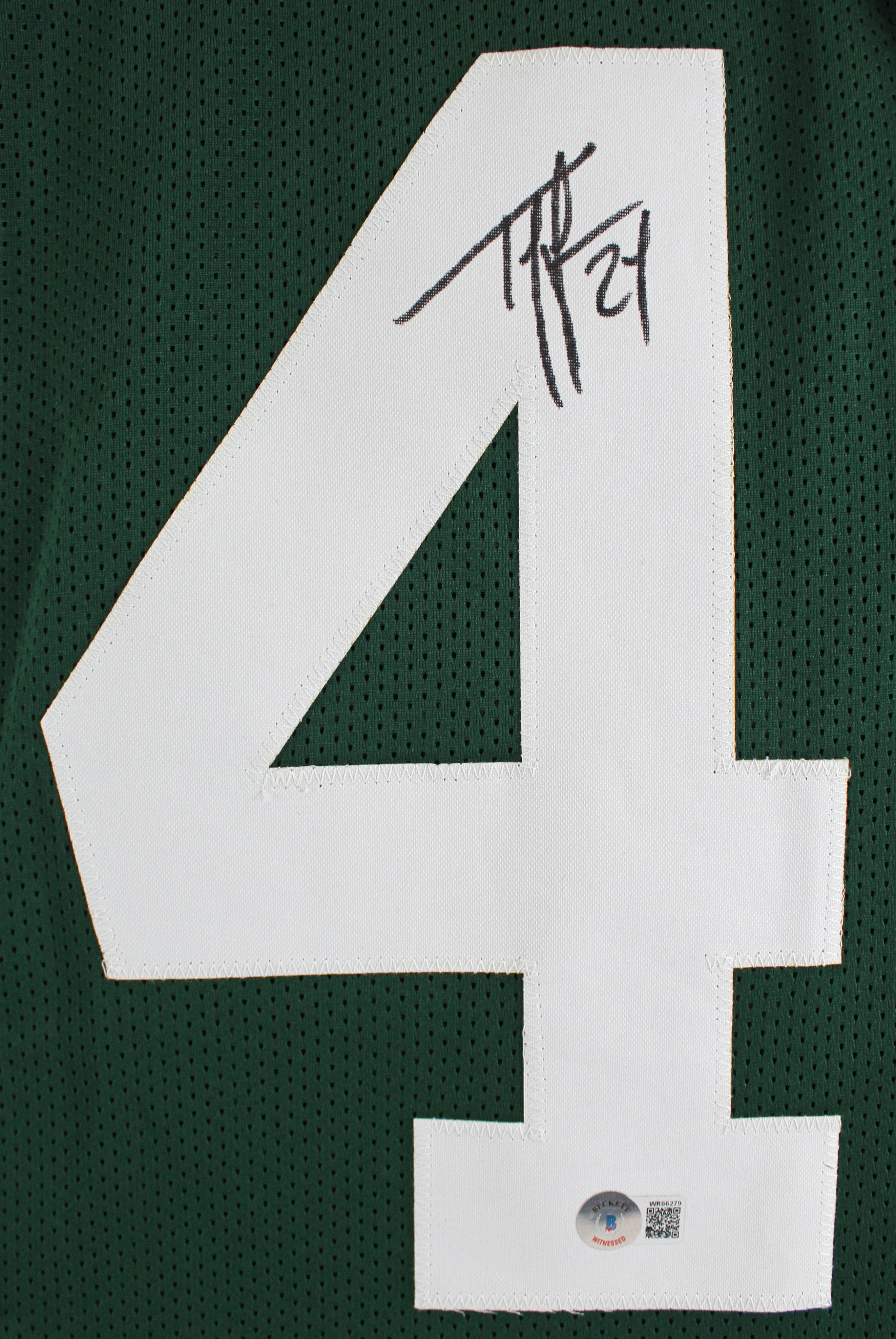 Ty Law Authentic Signed Green Pro Style Jersey Autographed BAS Witnessed