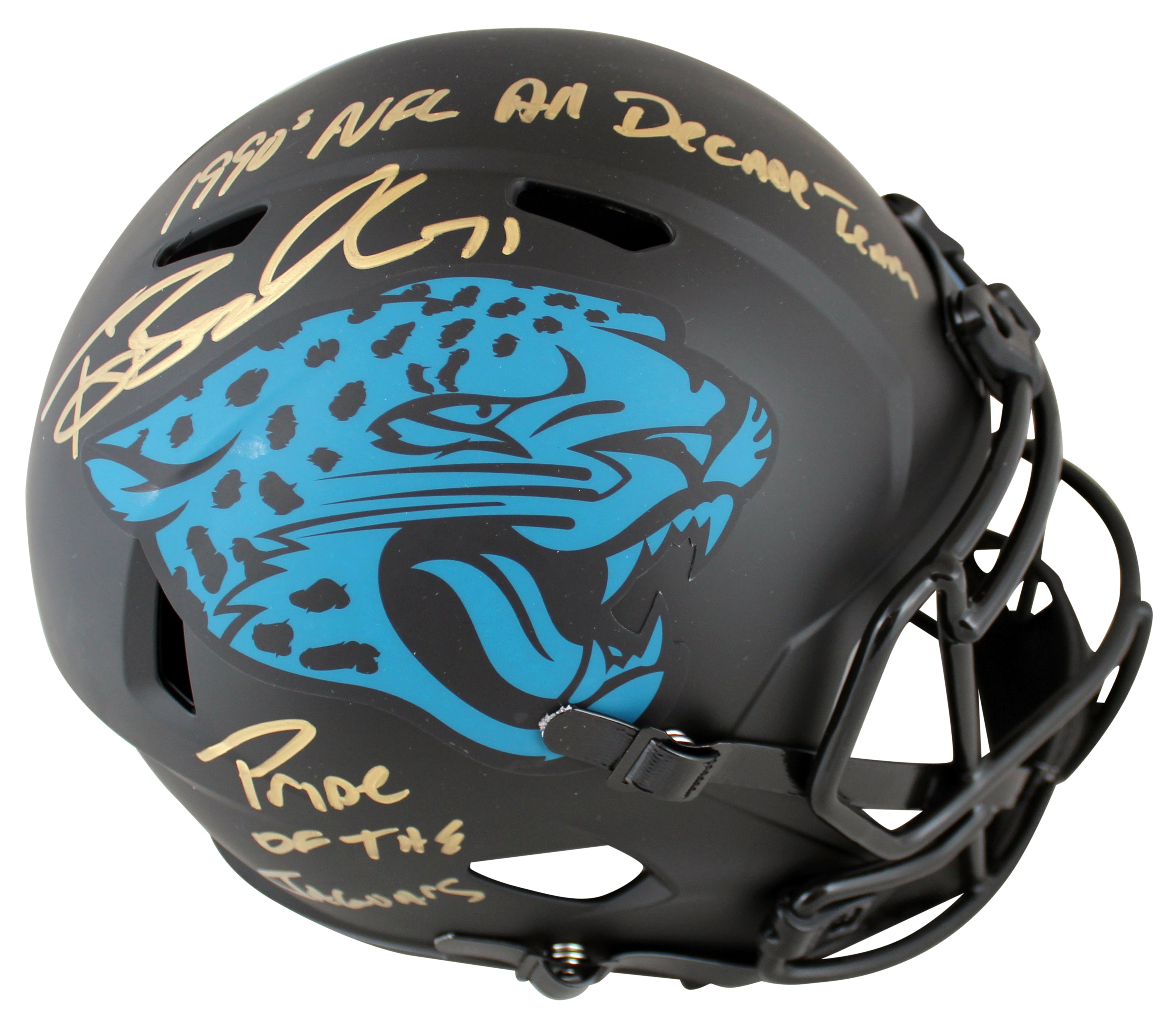 Jaguars Tony Boselli "2x Insc" Signed Eclipse Full Size Speed Rep Helmet BAS Wit