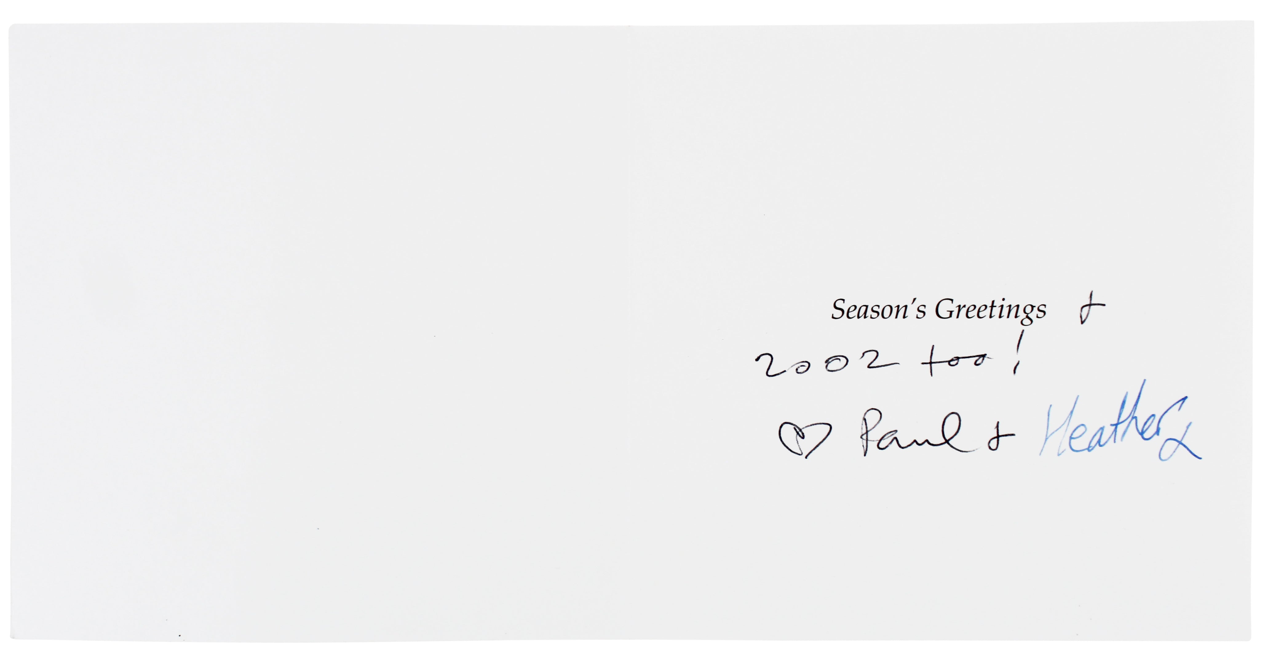 Paul McCartney & Heather Mills Authentic Signed Greeting Card BAS #AB76232