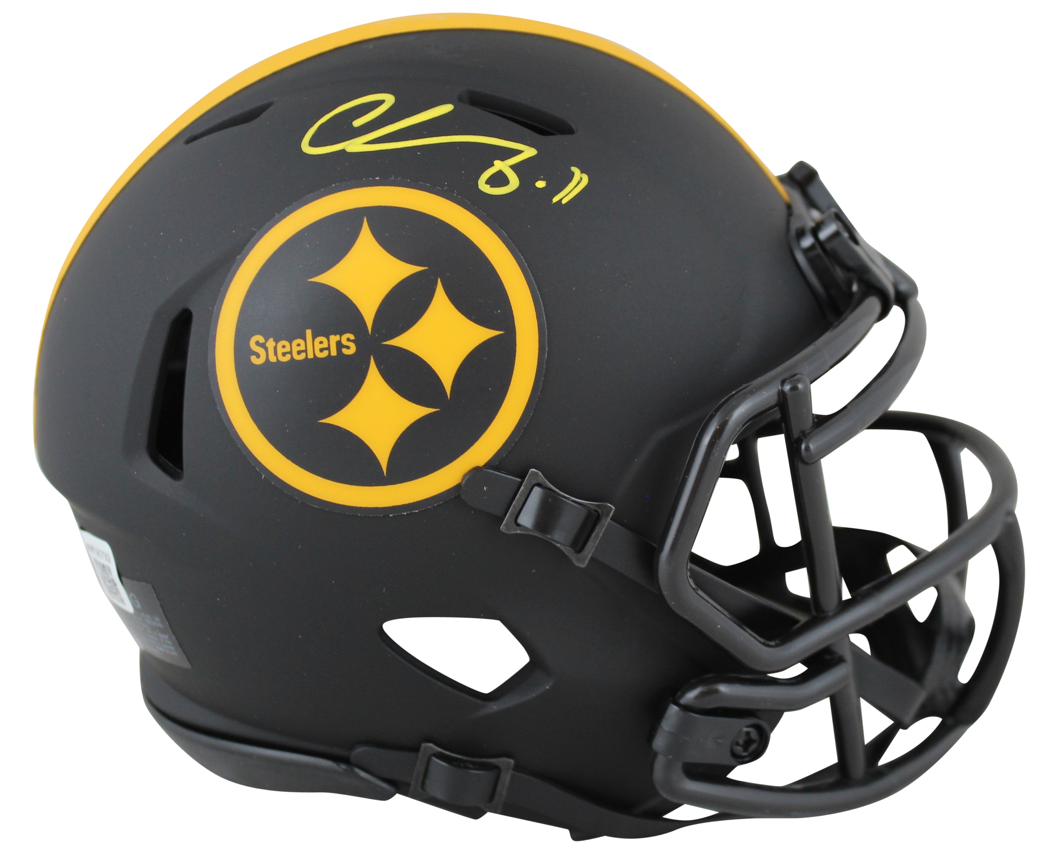 Steelers Chase Claypool Signed Eclipse Speed Mini Helmet w/ Yellow Sig BAS Wit