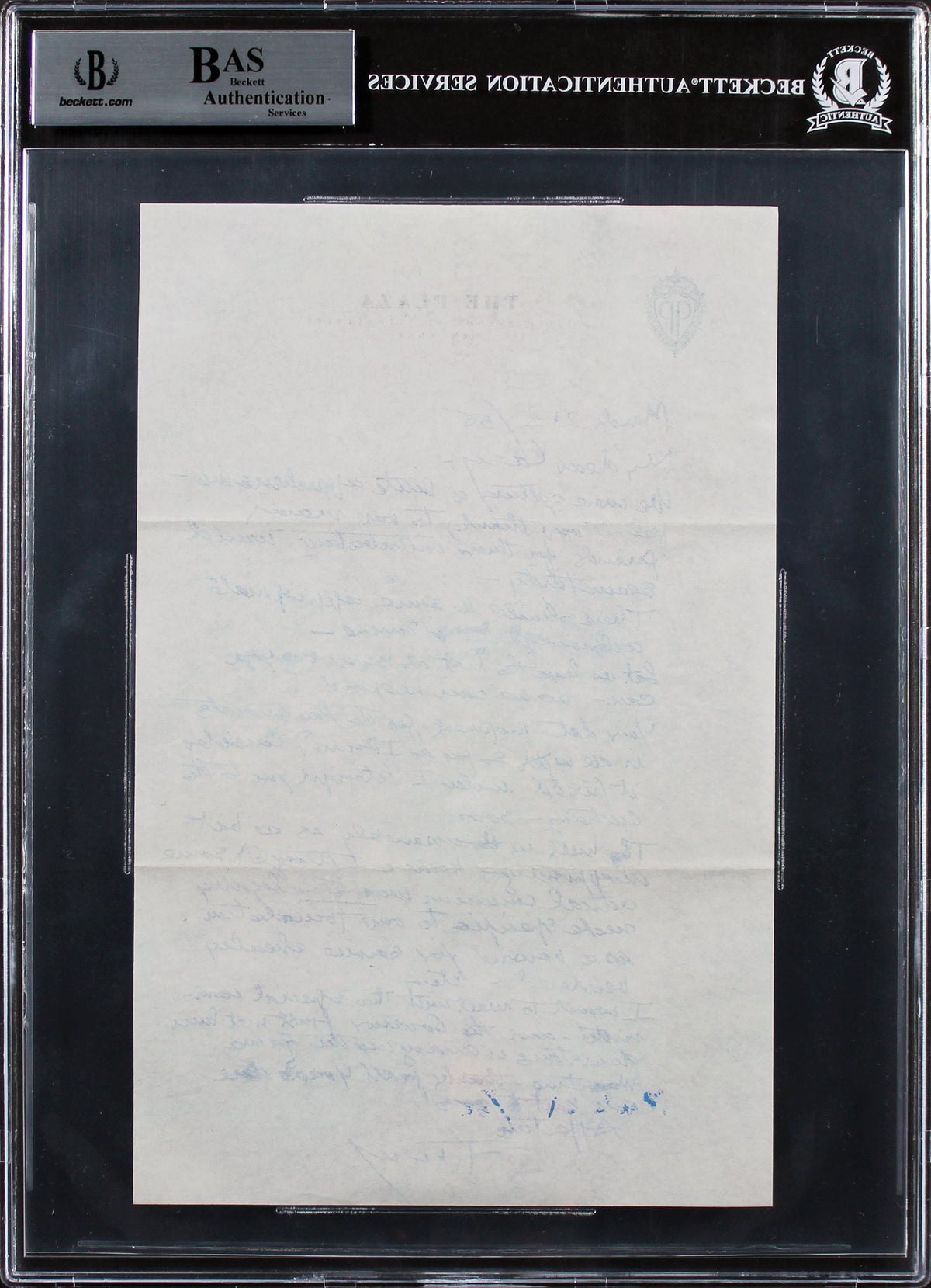 Frank Lloyd Wright Authentic Signed 6x9.25 1955 Handwritten Letter BAS Slabbed