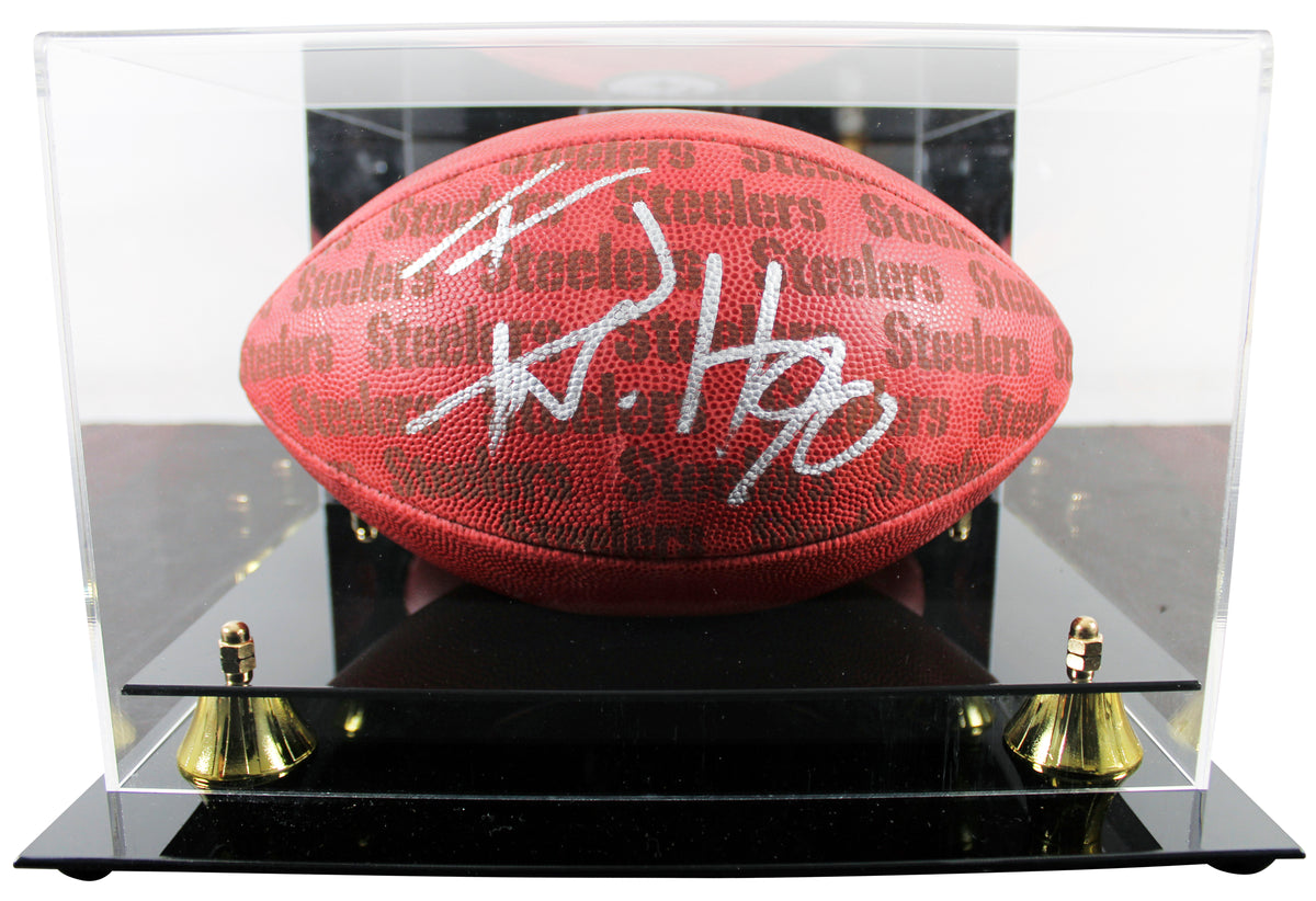 Steelers T.J. Watt Signed "The Duke" Team Showcase Football W/ Case BAS Witness