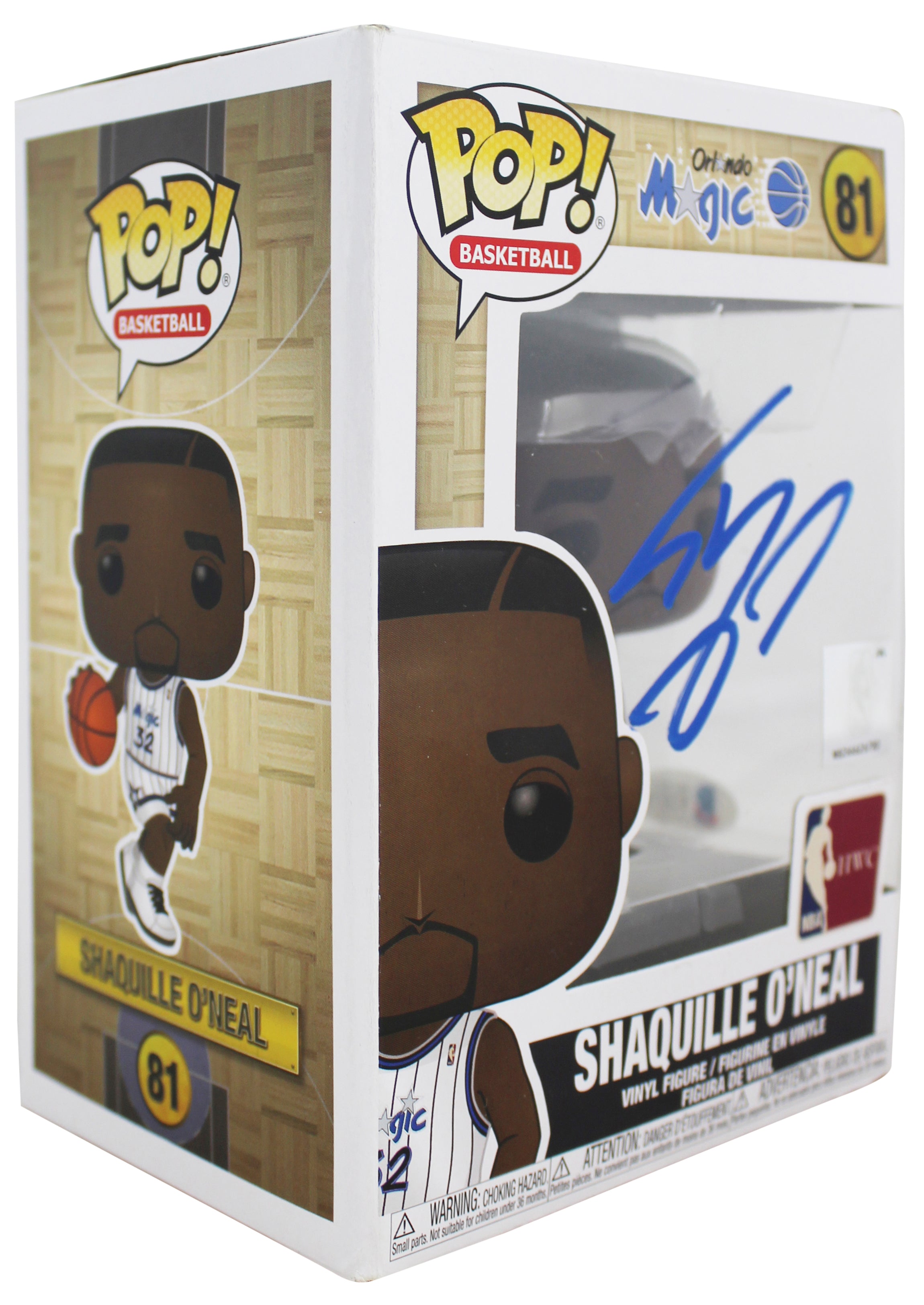 Magic Shaquille O'Neal Signed NBA HWC Funko Pop Vinyl Figure w/ Blue Sig BAS