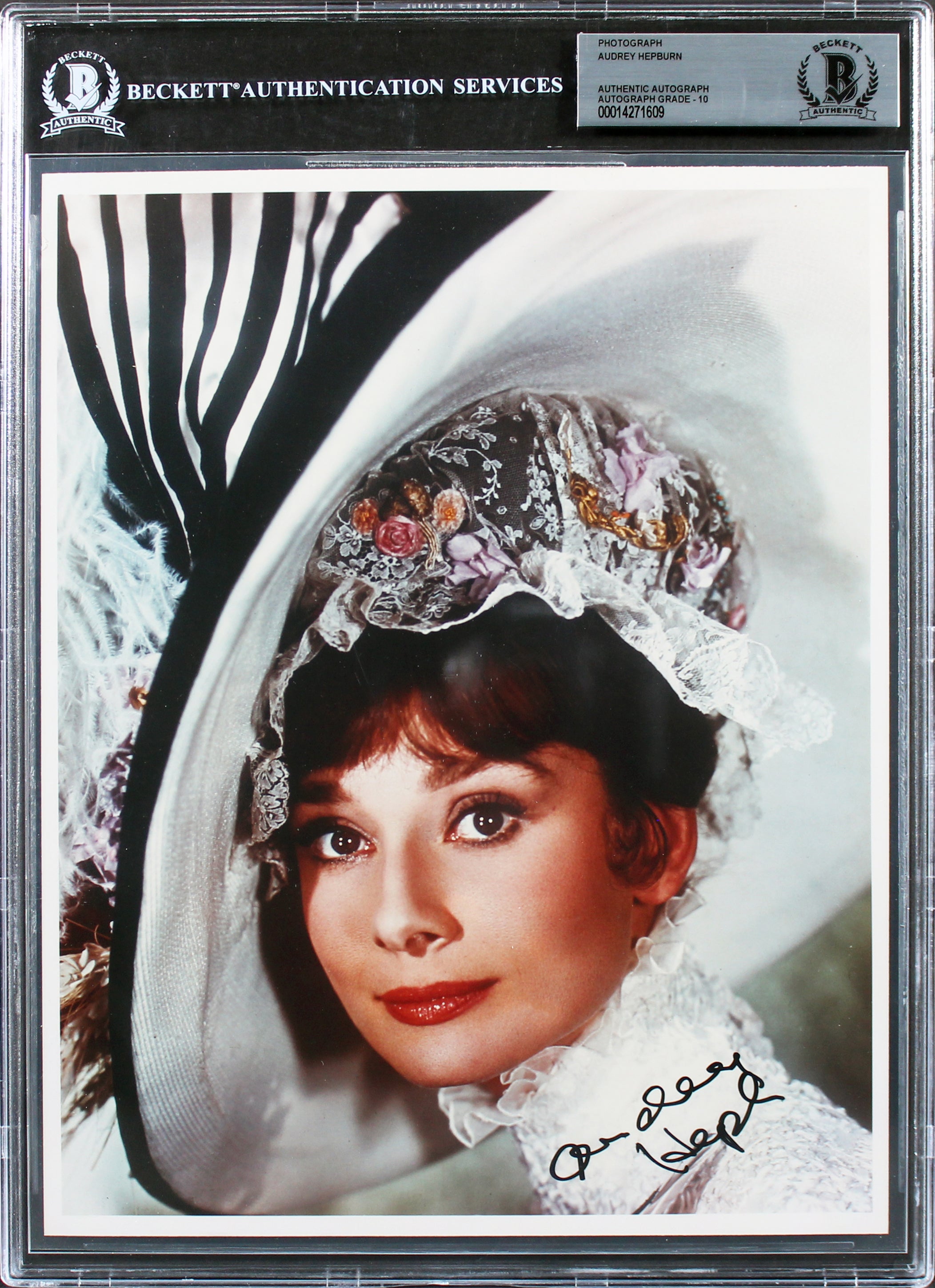 Audrey Hepburn Breakfast At Tiffany's Signed 8x10 Photo Auto 10! BAS Slabbed