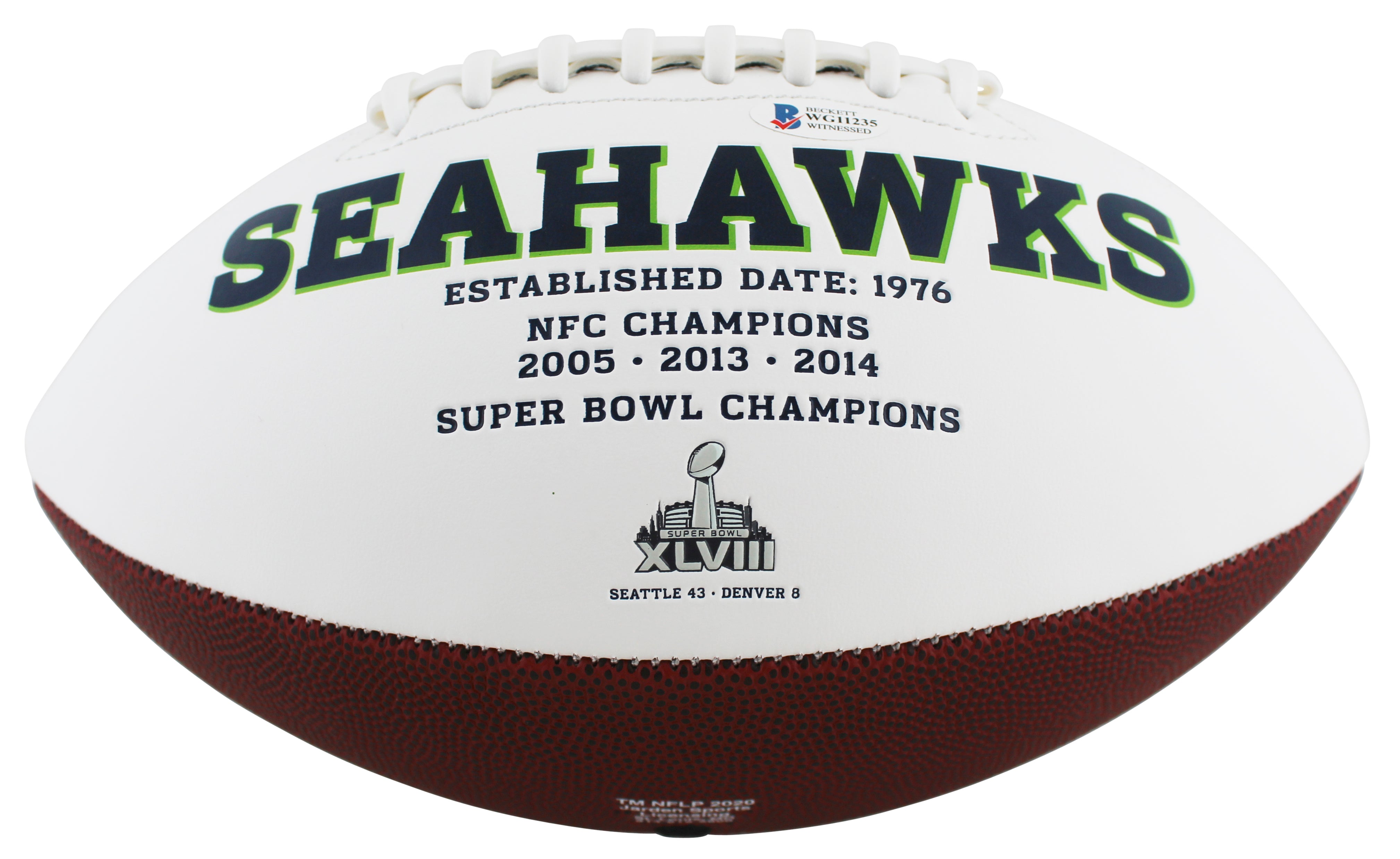 Seahawks Steve Largent "HOF 95" Authentic Signed White Panel Logo Football BAS