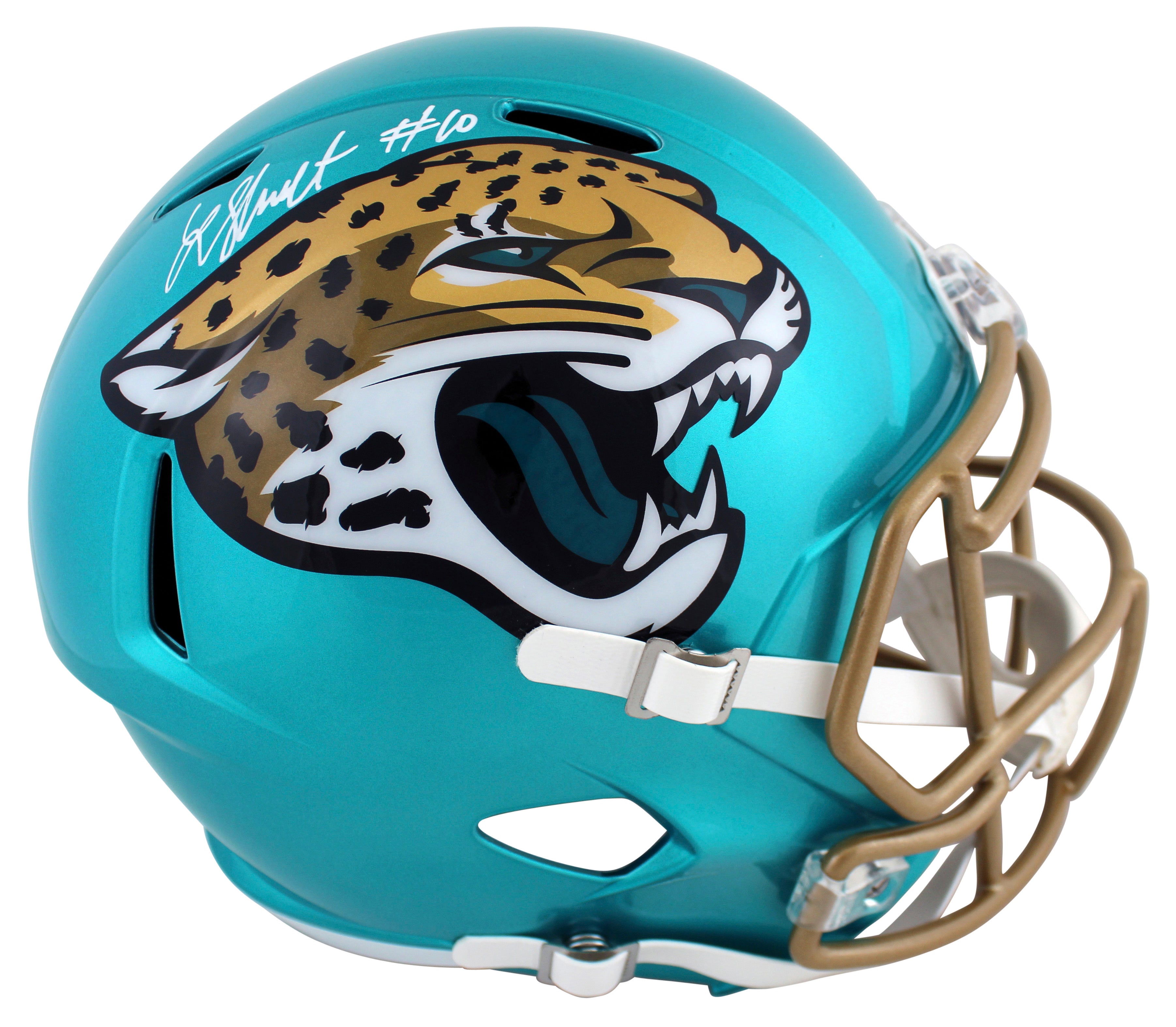 Jaguars Laviska Shenault Jr. Signed Flash Full Size Speed Rep Helmet BAS Witness