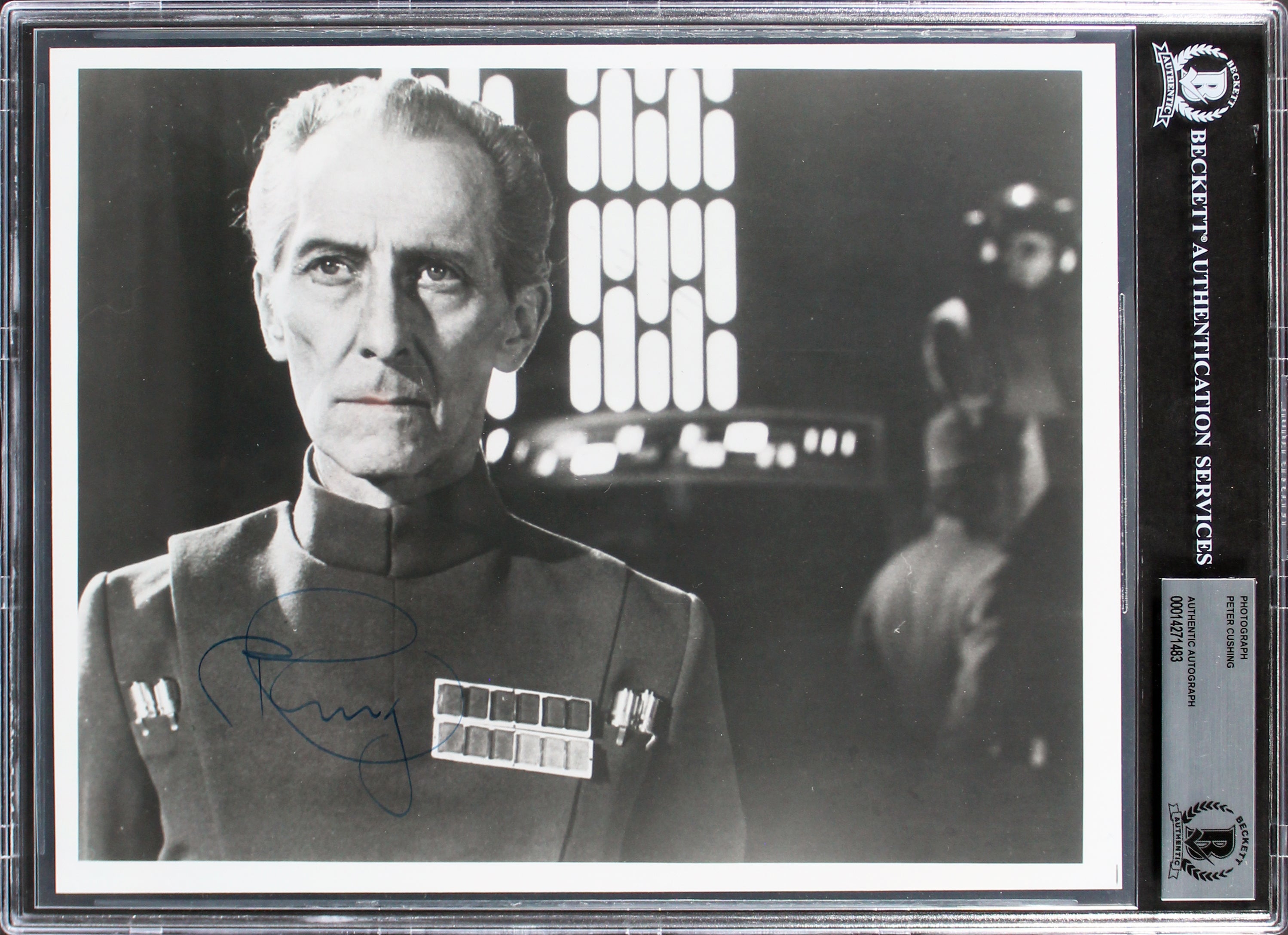 Peter Cushing Star Wars Authentic Signed 8x10 Black & White Photo BAS Slabbed
