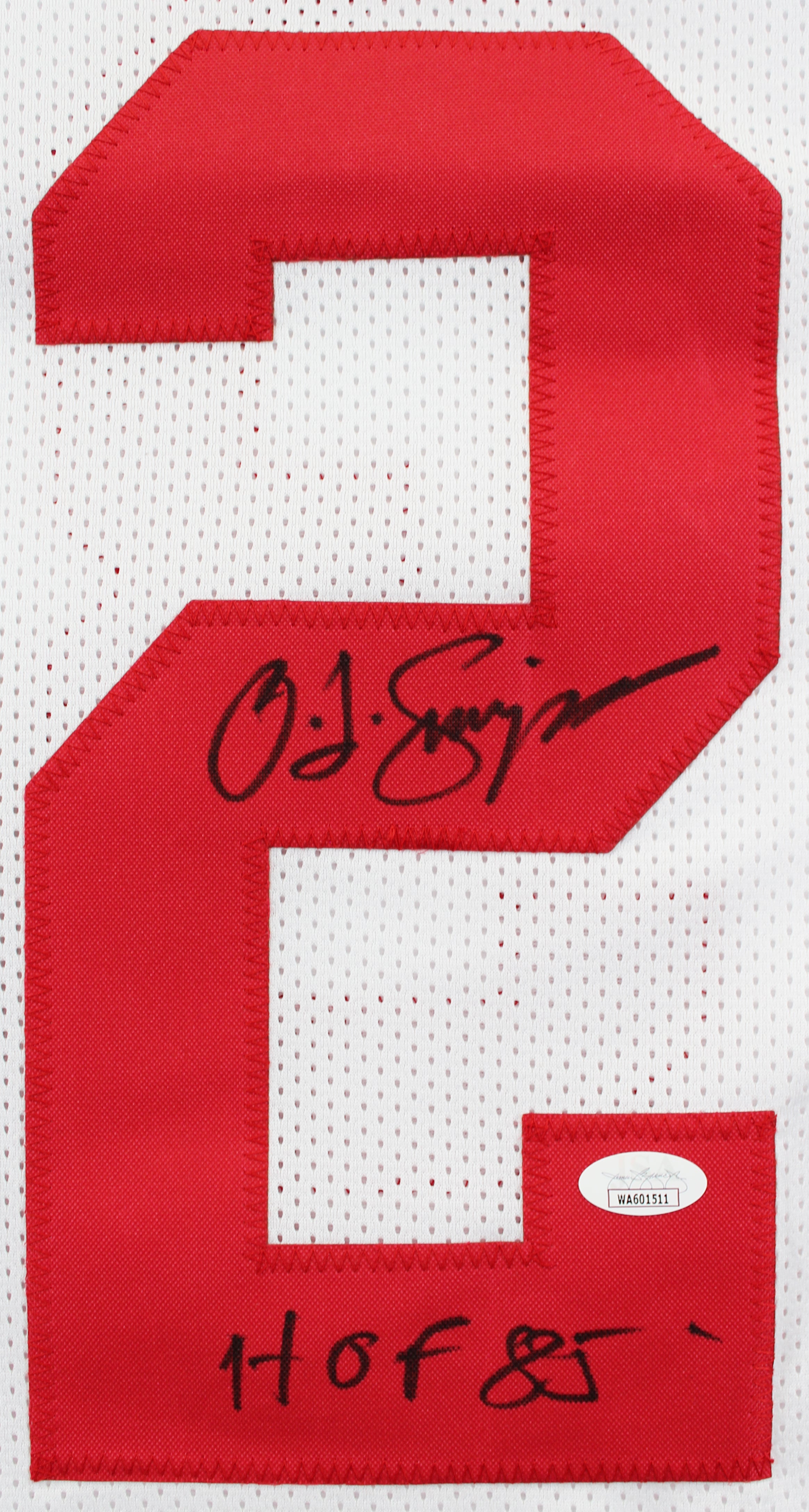 O.J. Simpson "HOF 85" Authentic Signed White Pro Style Jersey JSA Witness