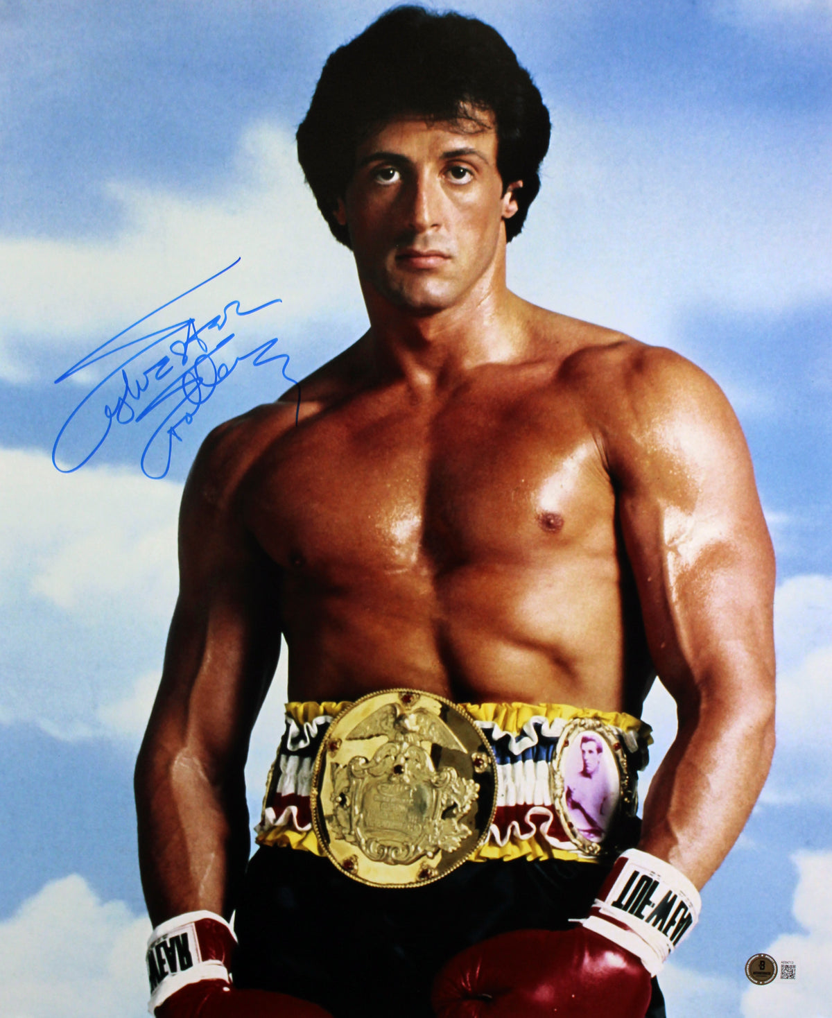 Sylvester Stallone Rocky Authentic Signed 16x20 Vertical Sky Photo BAS LOA 2
