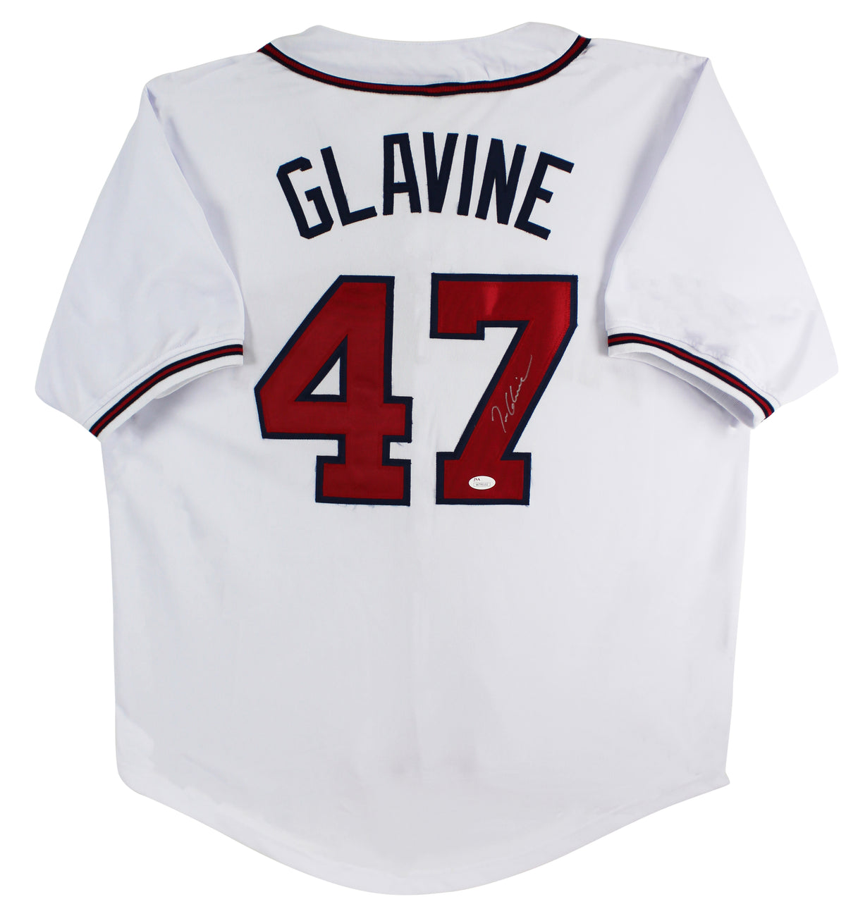 Tom Glavine Authentic Signed White Pro Style Jersey Autographed JSA Witness