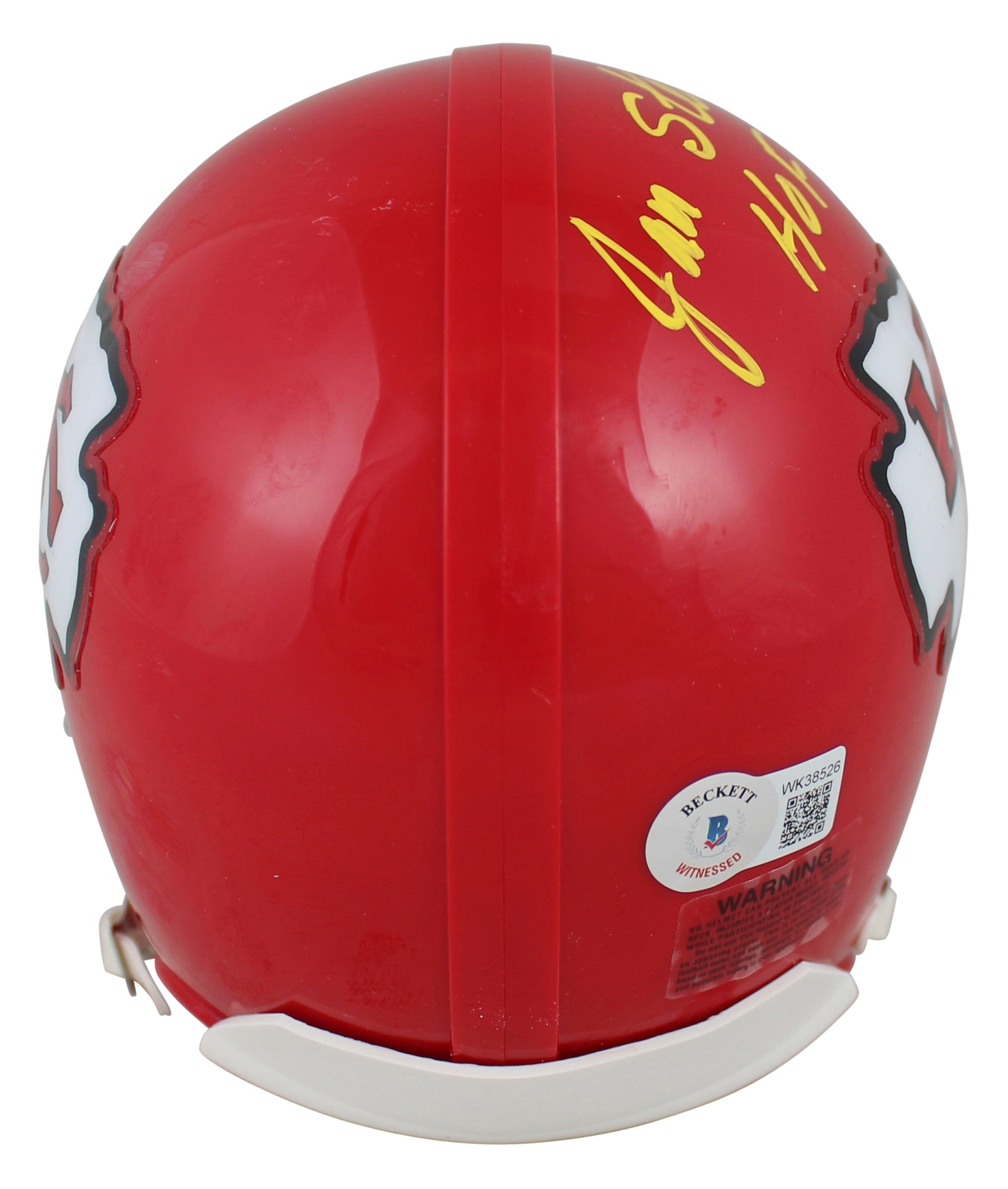 Chiefs Jan Stenerud "HOF 91" Signed 63-73 Throwback Rep Mini Helmet BAS Witness