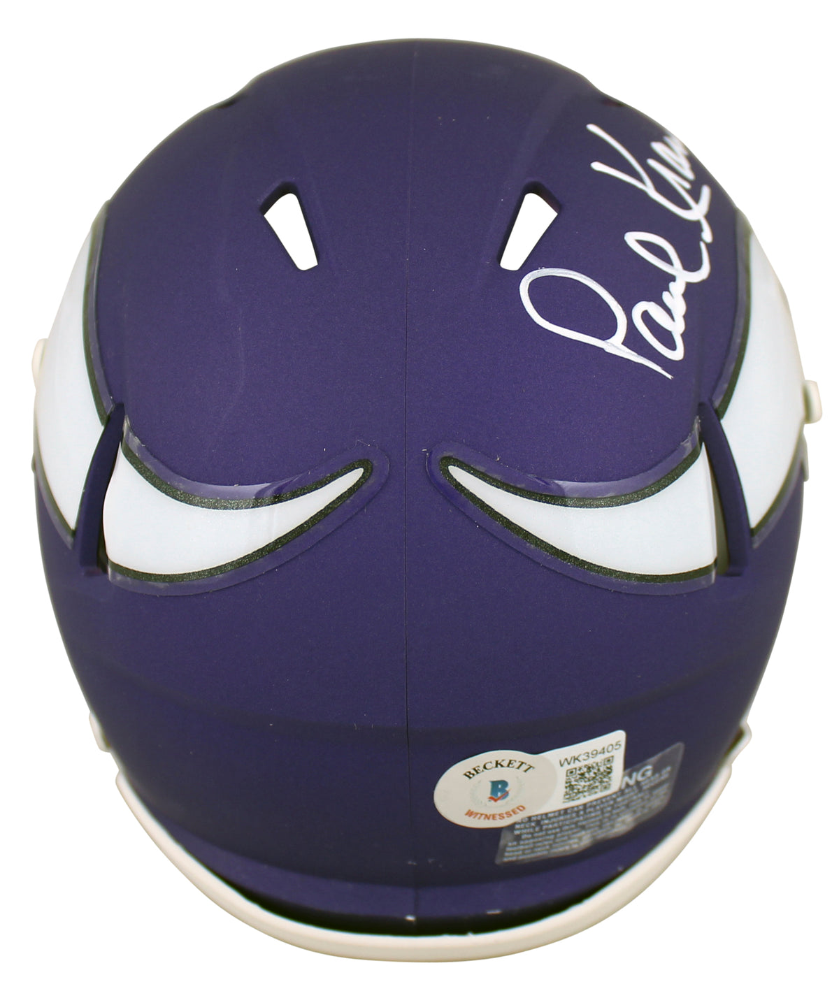 Vikings Paul Krause "HOF 98" Authentic Signed Purple Speed Mini Helmet BAS Wit