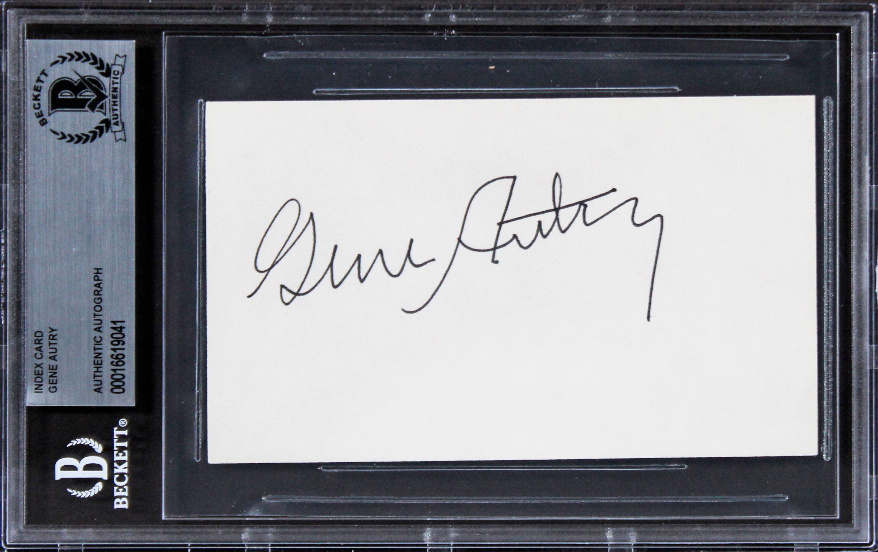 Gene Autry The Old Corral Authentic Signed 3x5 Index Card BAS Slabbed