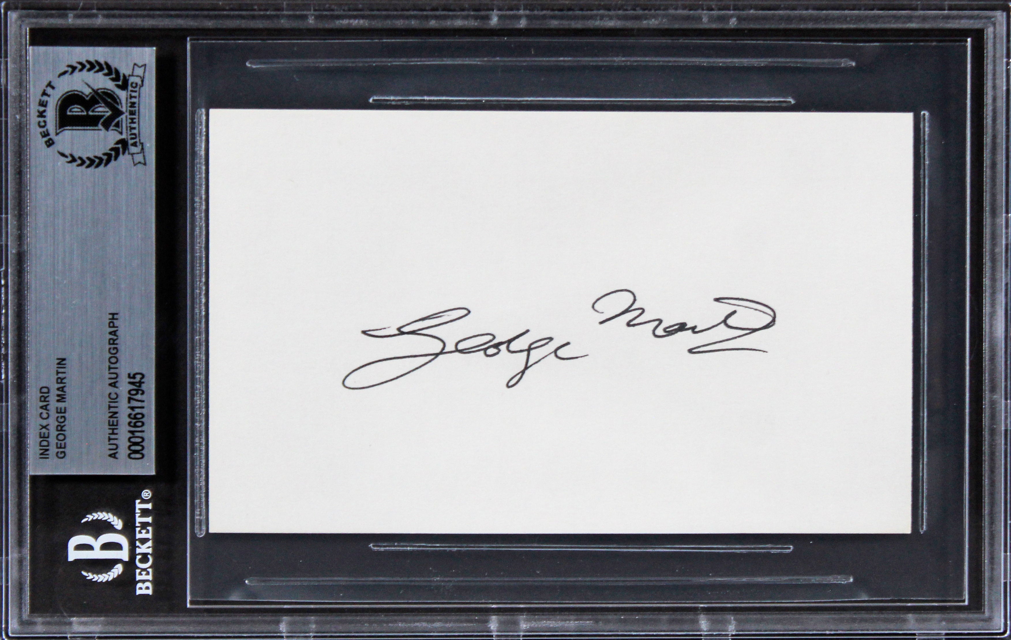 George Martin Musician Authentic Signed 3x5 Index Card Autographed BAS Slabbed