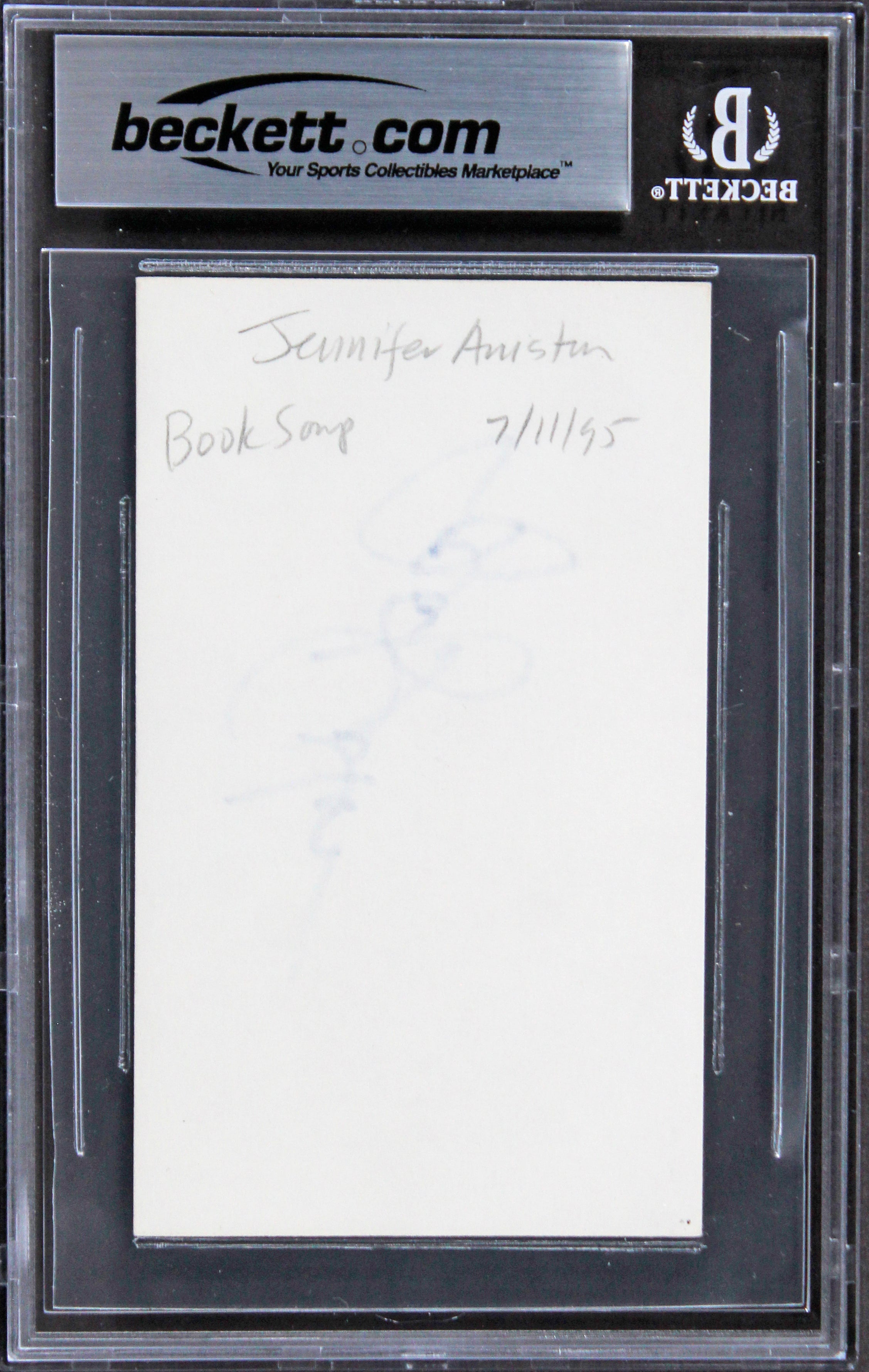 Jennifer Aniston Friends Authentic Signed 3x5 Index Card Autographed BAS Slabbed