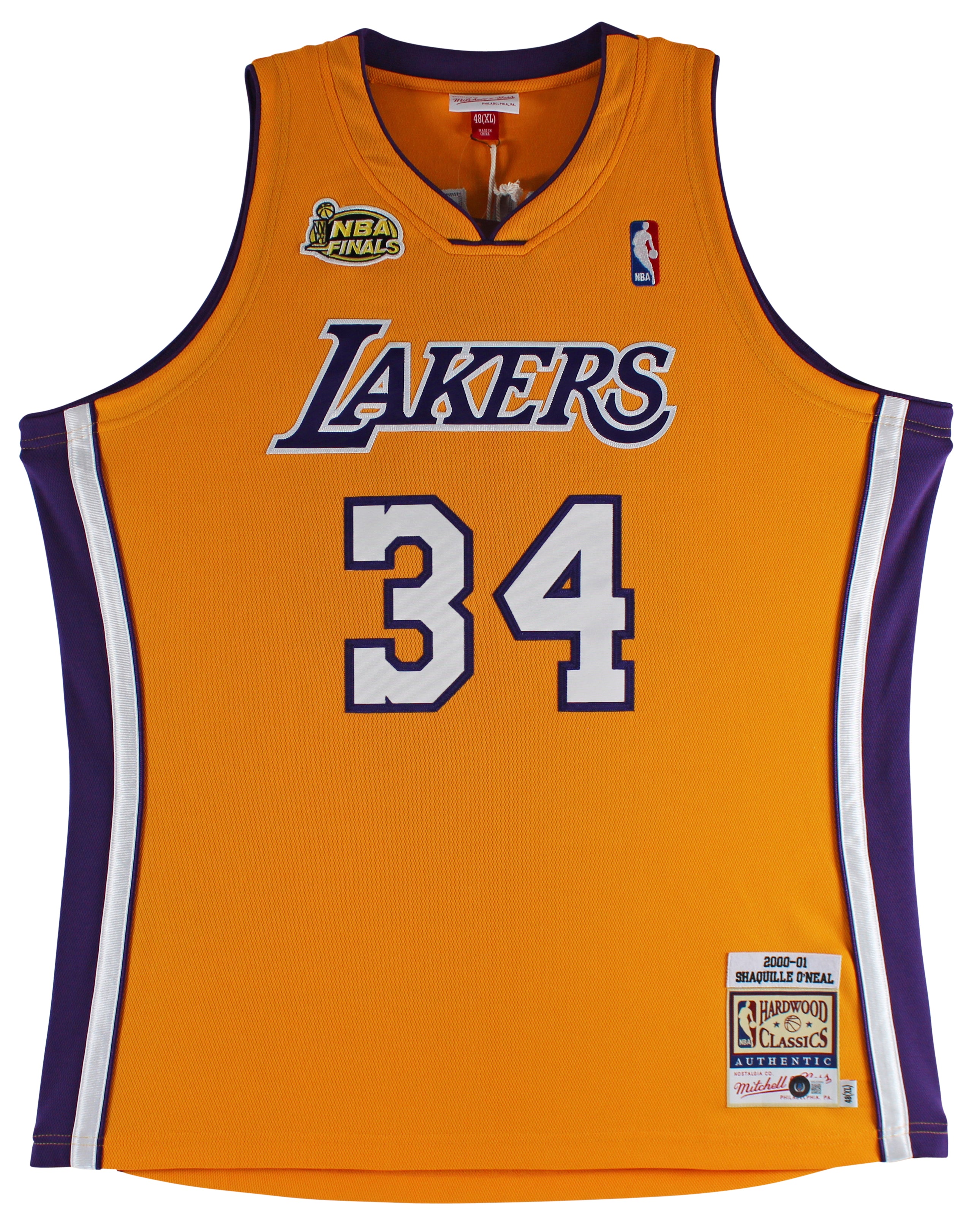 Shaquille O'Neal "Diesel" Signed Yellow M&N 2000-01 HWC Authentic Jersey BAS Wit