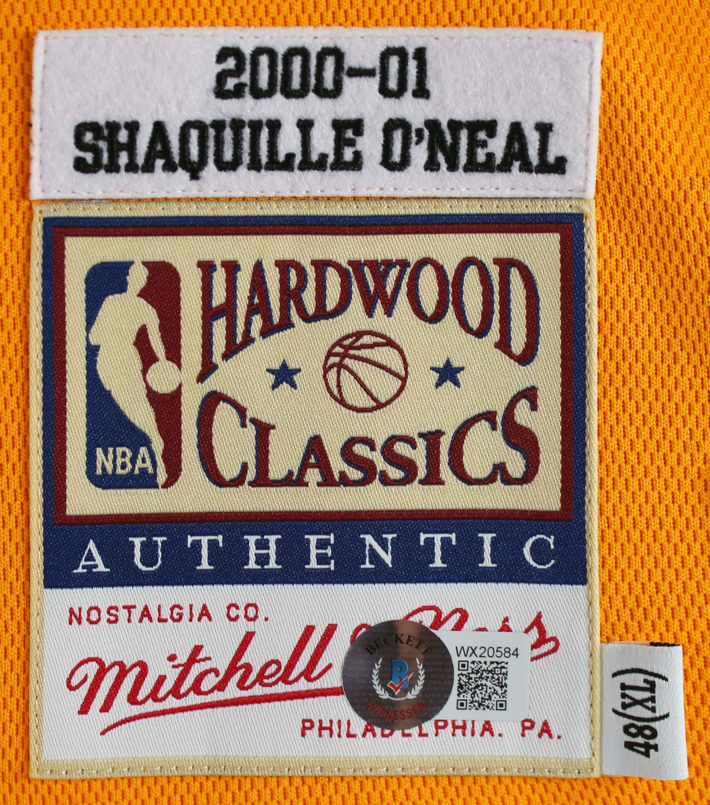 Shaquille O'Neal "Diesel" Signed Yellow M&N 2000-01 HWC Authentic Jersey BAS Wit